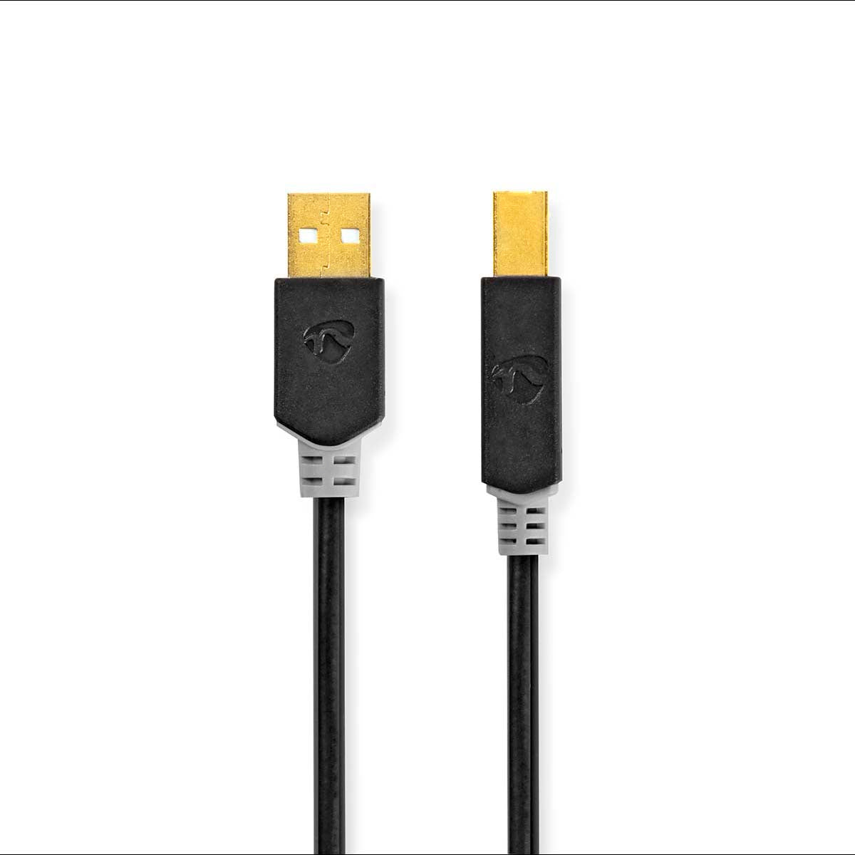Nedis - USB-kabel | USB 2.0 | USB-A Han | USB-B han | 480 Mbps | Guldplateret | 3.00 m | Runde | PVC | Antracit | Window Box - CCBW60100AT30