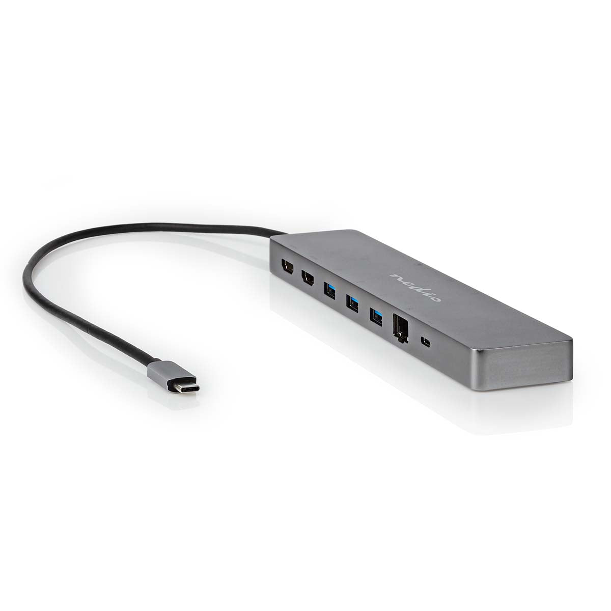 Nedis - USB Multi-Port Adapter | 10-in-1 | USB 3.2 Gen 1 | USB-C™ Han | Micro SD / RJ45 Hun / SD / 2x HDMI™ / 2x USB-C™ / 3x USB-A Hun | 0.40 m | Runde | Guldplateret | TPE | Antracit | Box - CCBW64260AT02