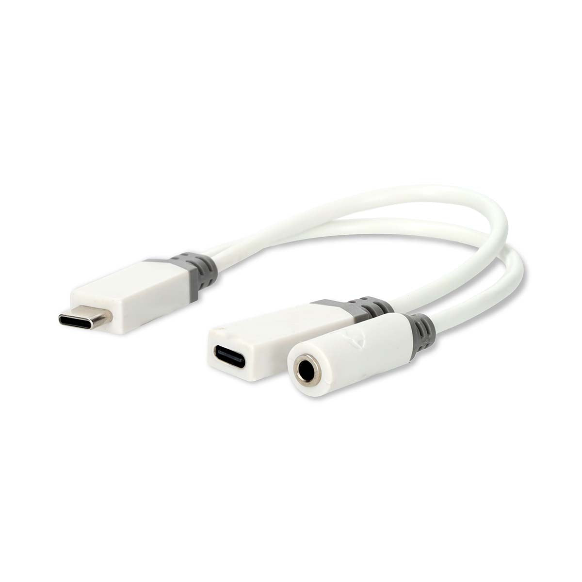 Nedis - USB-C™ Adapter | USB 2.0 | USB-C™ Han | USB-C™ Hun / 3.5 mm Hunstik | 0.10 m | Runde | Guldplateret | PVC | Hvid | Box - CCBW64922WT01
