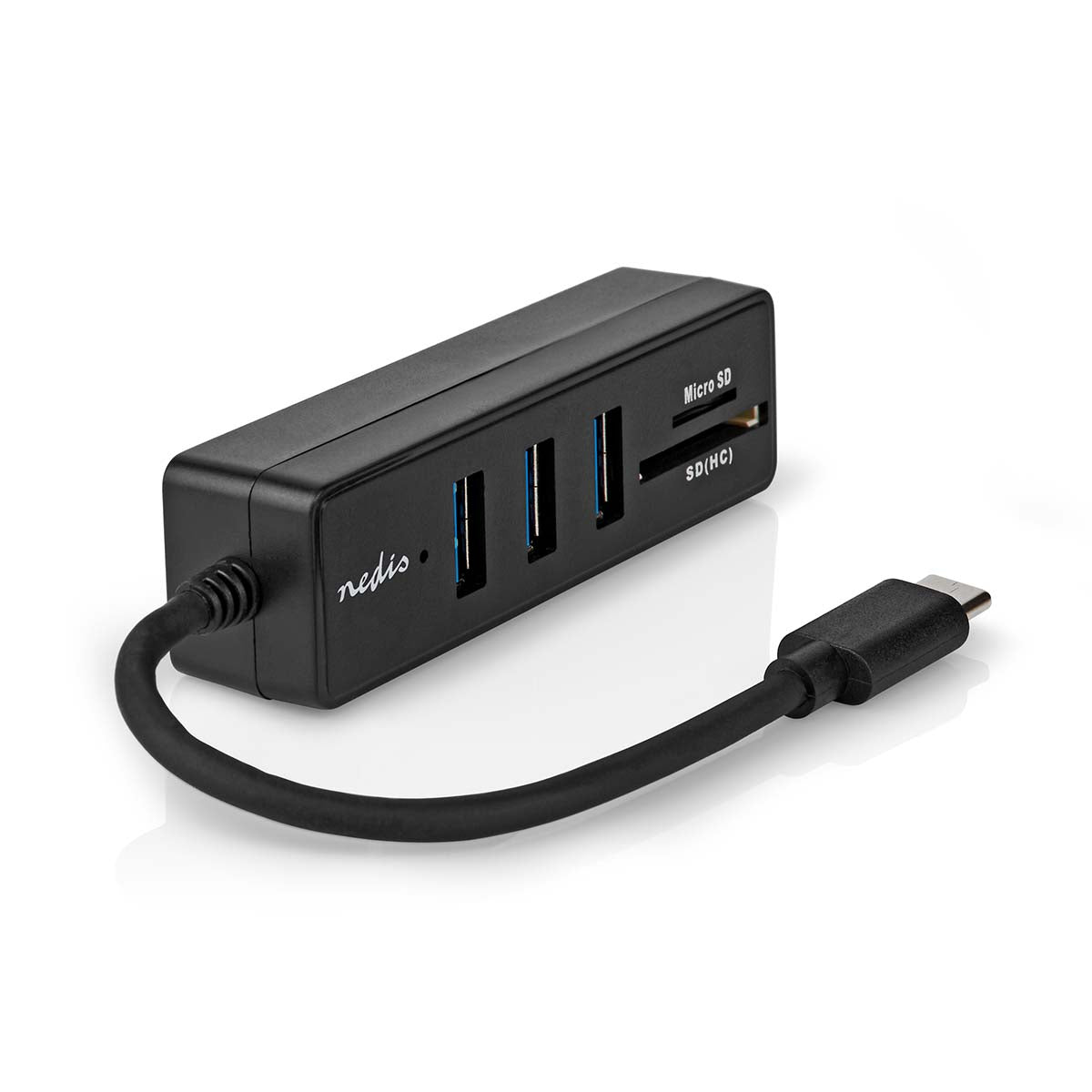 Nedis - USB-hub | 1x USB-C™ | 3x USB A Female | 5-Port port(s) | USB 3.2 Gen 1 | USB Drevet | 5 Gbps | SD & MicroSD - CCGB64250BK01