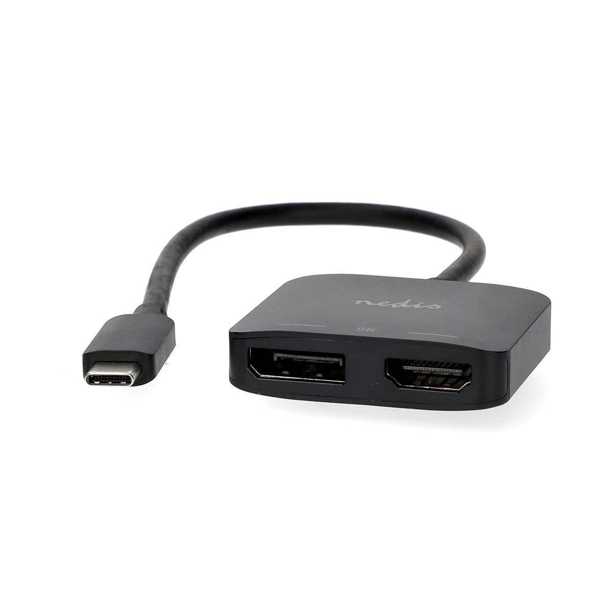 Nedis - USB-C™ Adapter | USB 3.2 Gen 1 | USB-C™ Han | DisplayPort Hun / HDMI ™ -udgang | 8K@30Hz | 0.20 m | Runde | Nikkelplateret | Sort | Box - CCGB64385BK02