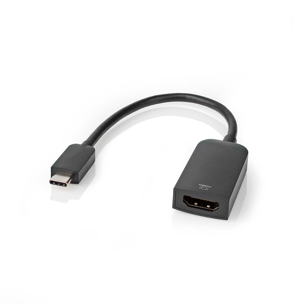 Nedis - USB-C™ Adapter | USB 3.2 Gen 1 | USB-C™ Han | HDMI ™ -udgang | 4K@60Hz | 0.20 m | Runde | Nikkelplateret | PVC | Sort | Box - CCGB64652BK02