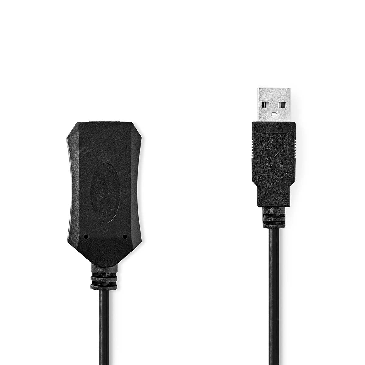 Nedis - Aktiv USB-kabel | USB 2.0 | USB-A Han | USB-A Hun | 480 Mbps | 10.0 m | Runde | Nikkelplateret | PVC | Kobber | Label - CCGL60EXTBK100