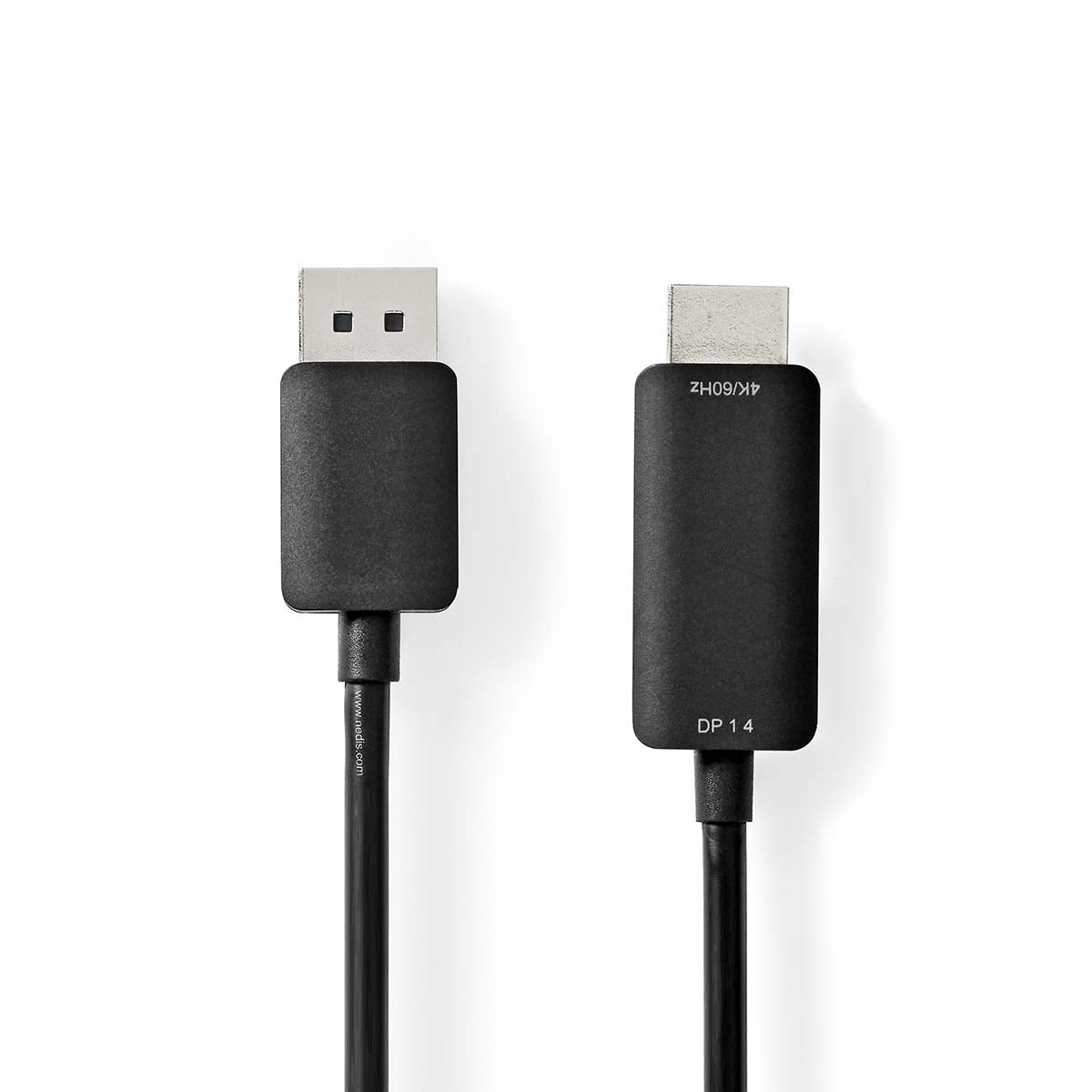 Nedis - Displayport kabel | DisplayPort Han | HDMI™ Stik | 4K@60Hz | Nikkelplateret | 2.00 m | Runde | PVC | Sort | Plastikpose - CCGP37104BK20