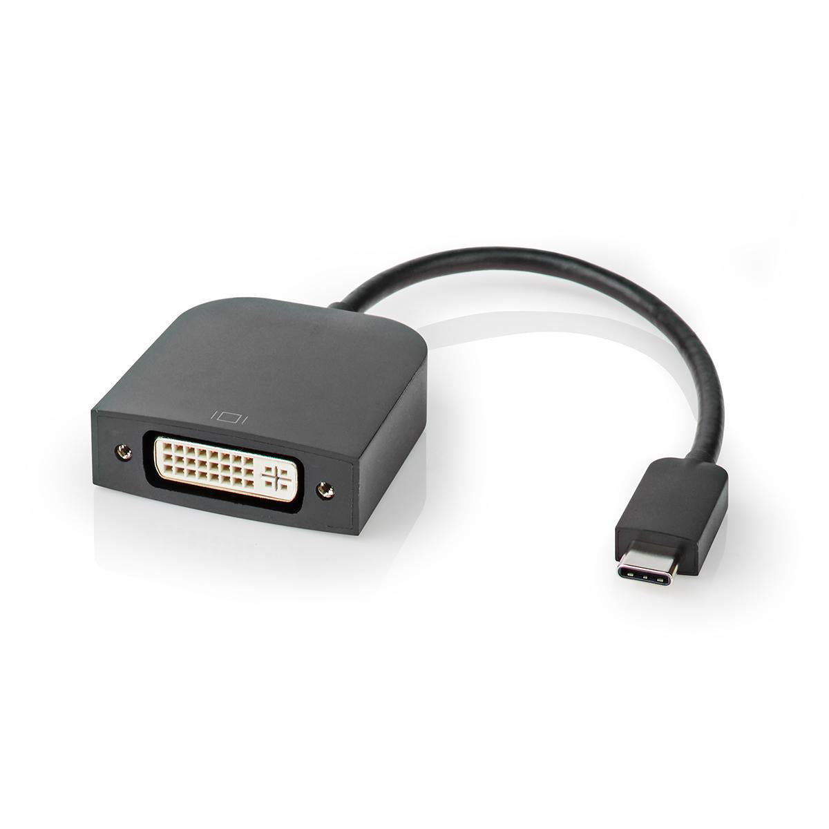 Nedis - USB-C™ Adapter | USB 3.2 Gen 1 | USB-C™ Han | DVI-D 24+1-Pins Hun | 1080p | 0.20 m | Runde | Nikkelplateret | PVC | Sort | Konvolut - CCGP64552BK02