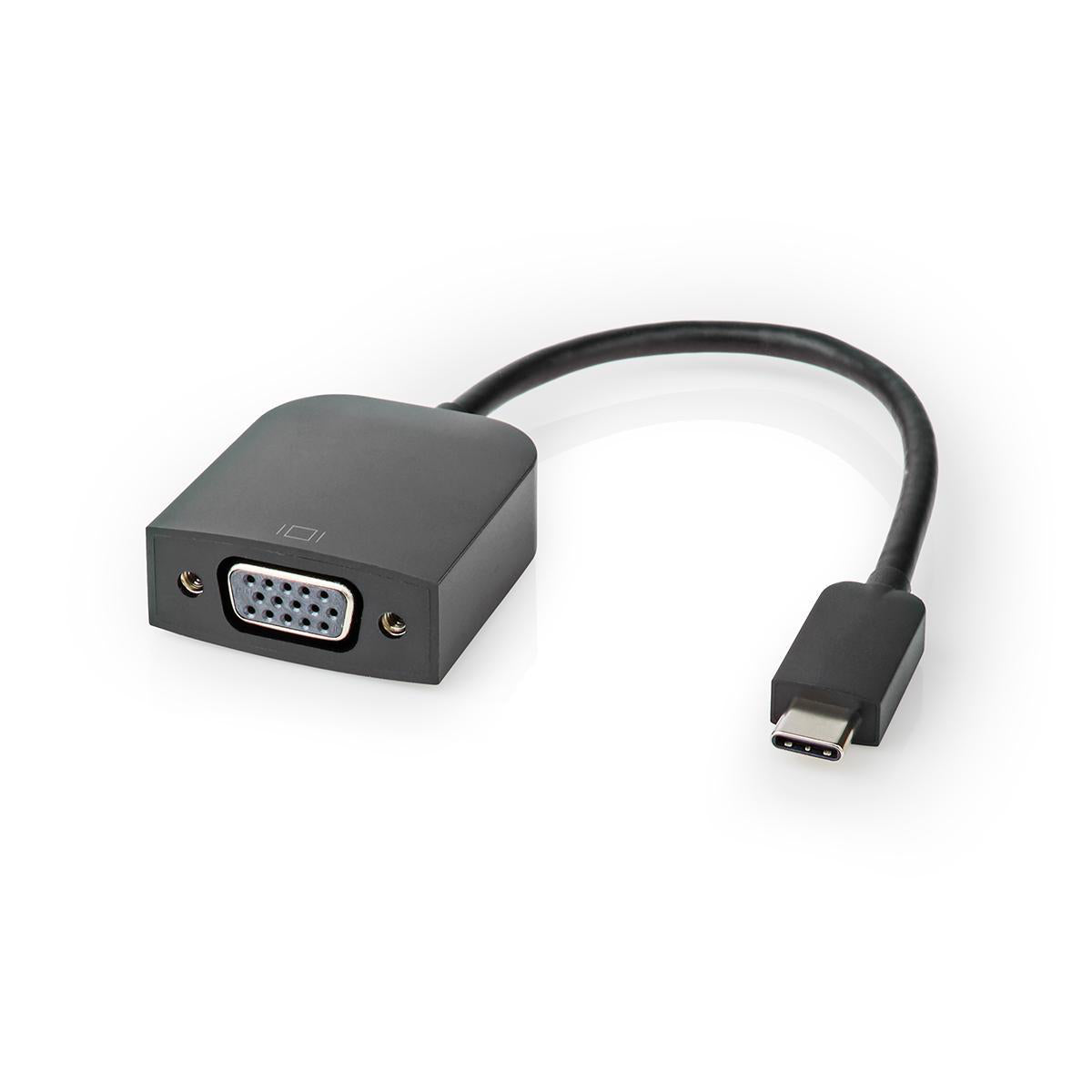 Nedis - USB-C™ Adapter | USB 3.2 Gen 1 | USB-C™ Han | VGA Hun | 1920x1200 | 5 Gbps | 0.20 m | Runde | Nikkelplateret | PVC | Sort | Plastikpose - CCGP64852BK02