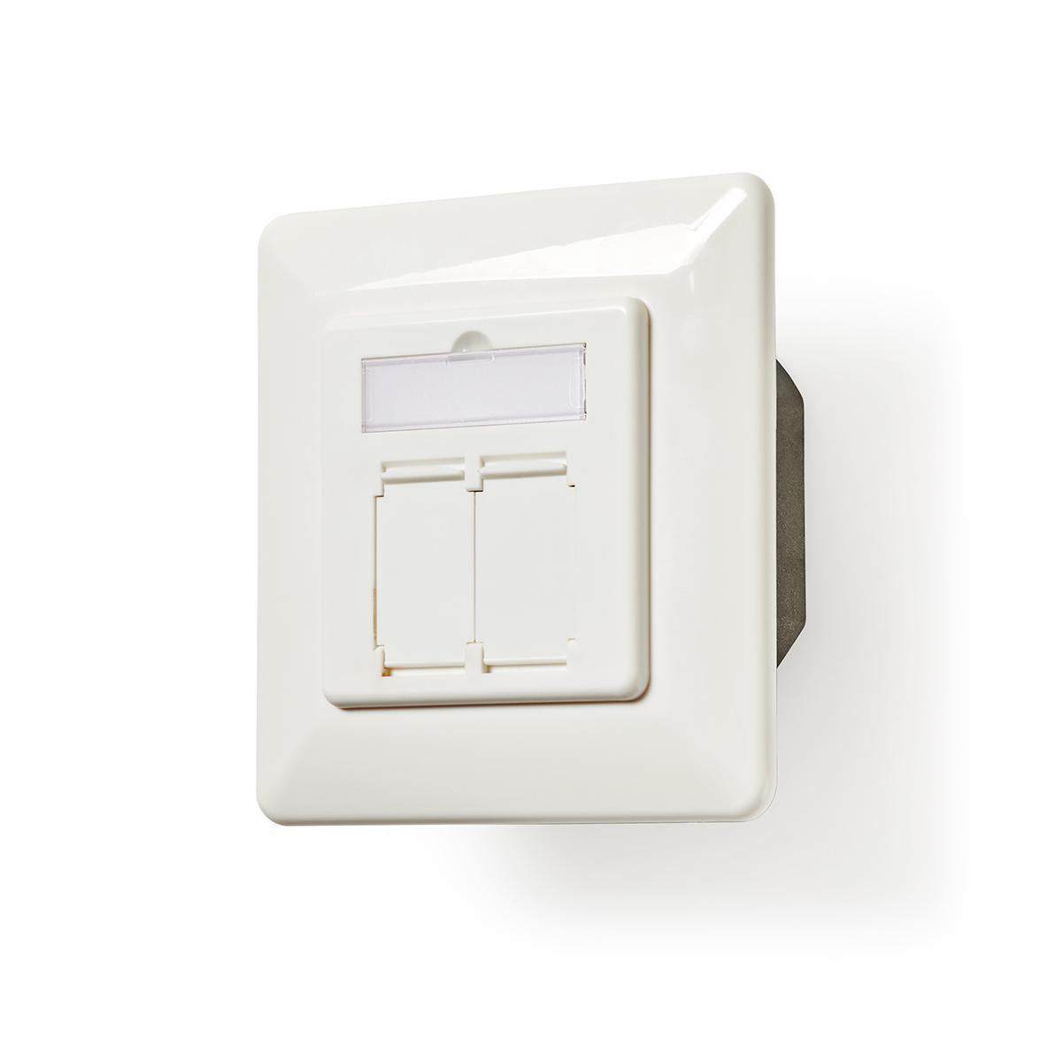 Nedis - Netværksvægboks | Flush Mount | 2-Port port(s) | CAT6a | Lige | Hun | Guldplateret | PVC | Hvid | Konvolut - CCGP89250IV