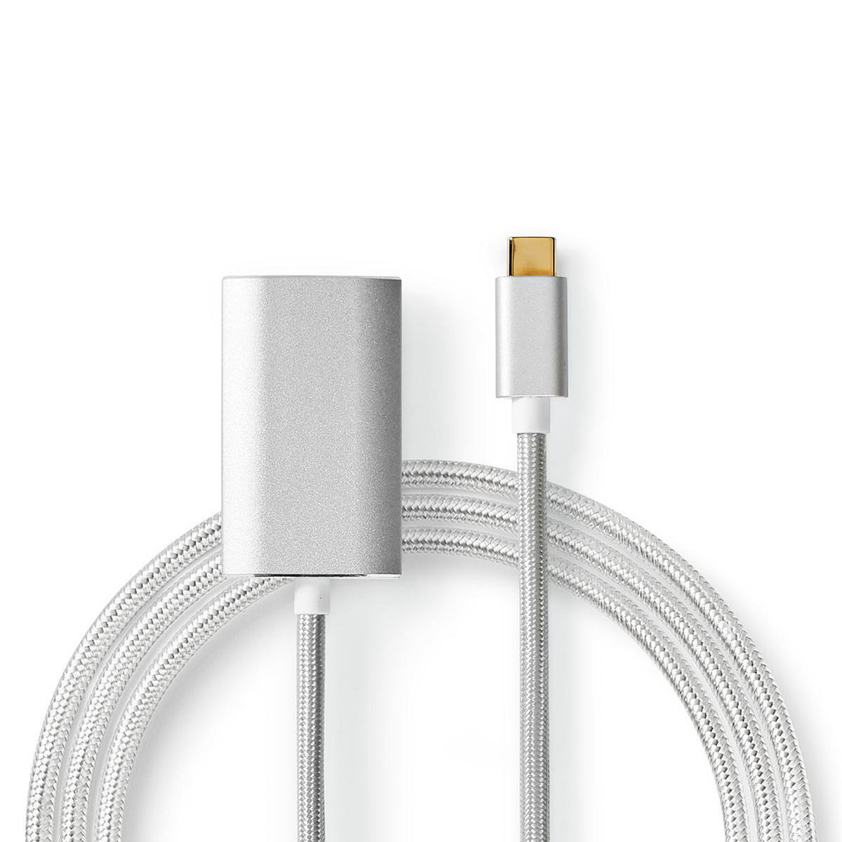Nedis - USB-C™ Adapter | USB 3.2 Gen 1 | USB-C™ Han | HDMI ™ -udgang | 4K@60Hz | Power delivery | 2.00 m | Runde | Guldplateret | Flettet / Nylon | Sølv | Cover Window Box - CCTB64680AL20
