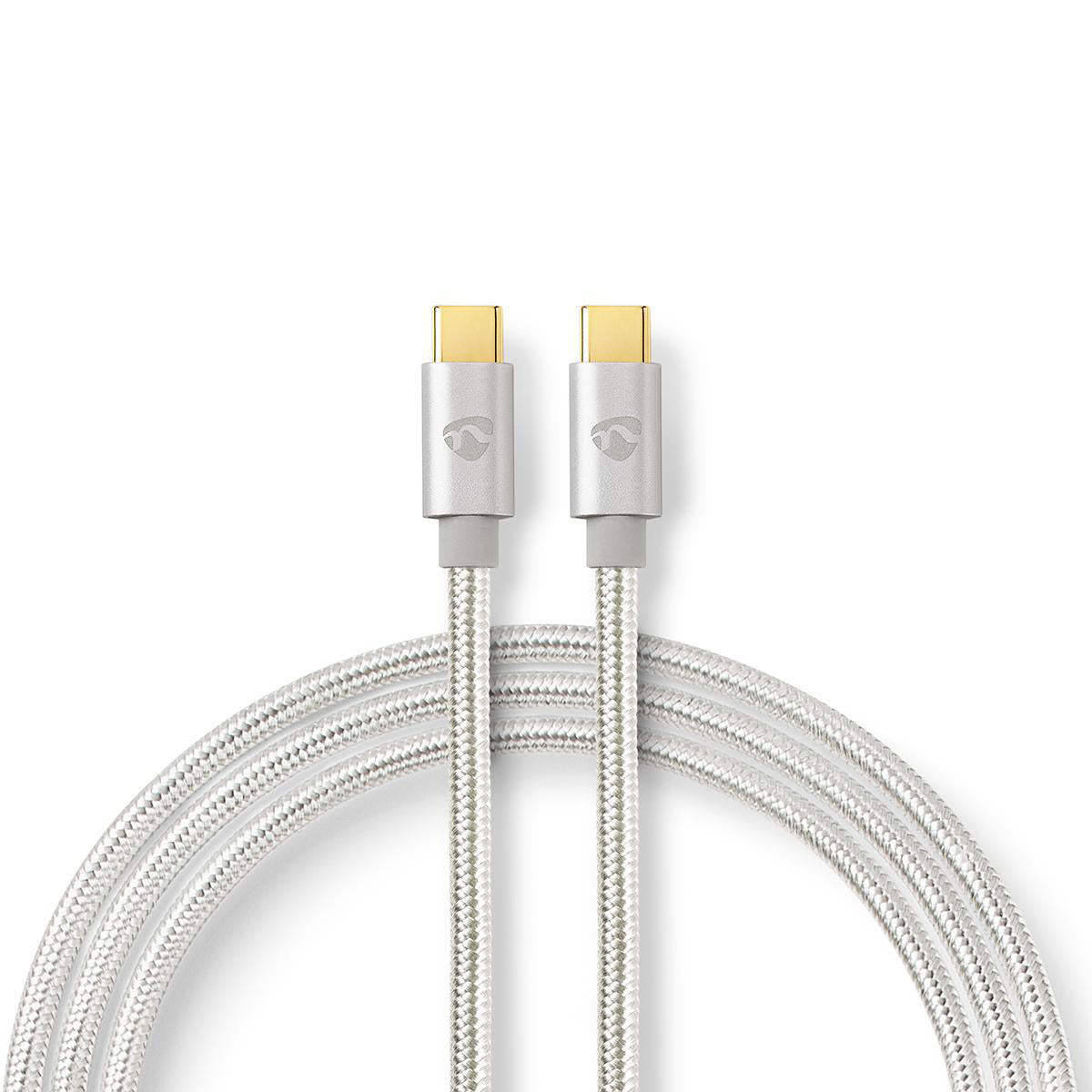 Nedis - USB-kabel | USB 3.2 Gen 1 | USB-C™ Han | USB-C™ Han | 60 W | 4K@60Hz | 5 Gbps | Guldplateret | 1.00 m | Runde | Flettet / Nylon | Aluminium | Cover Window Box - CCTB64700AL10