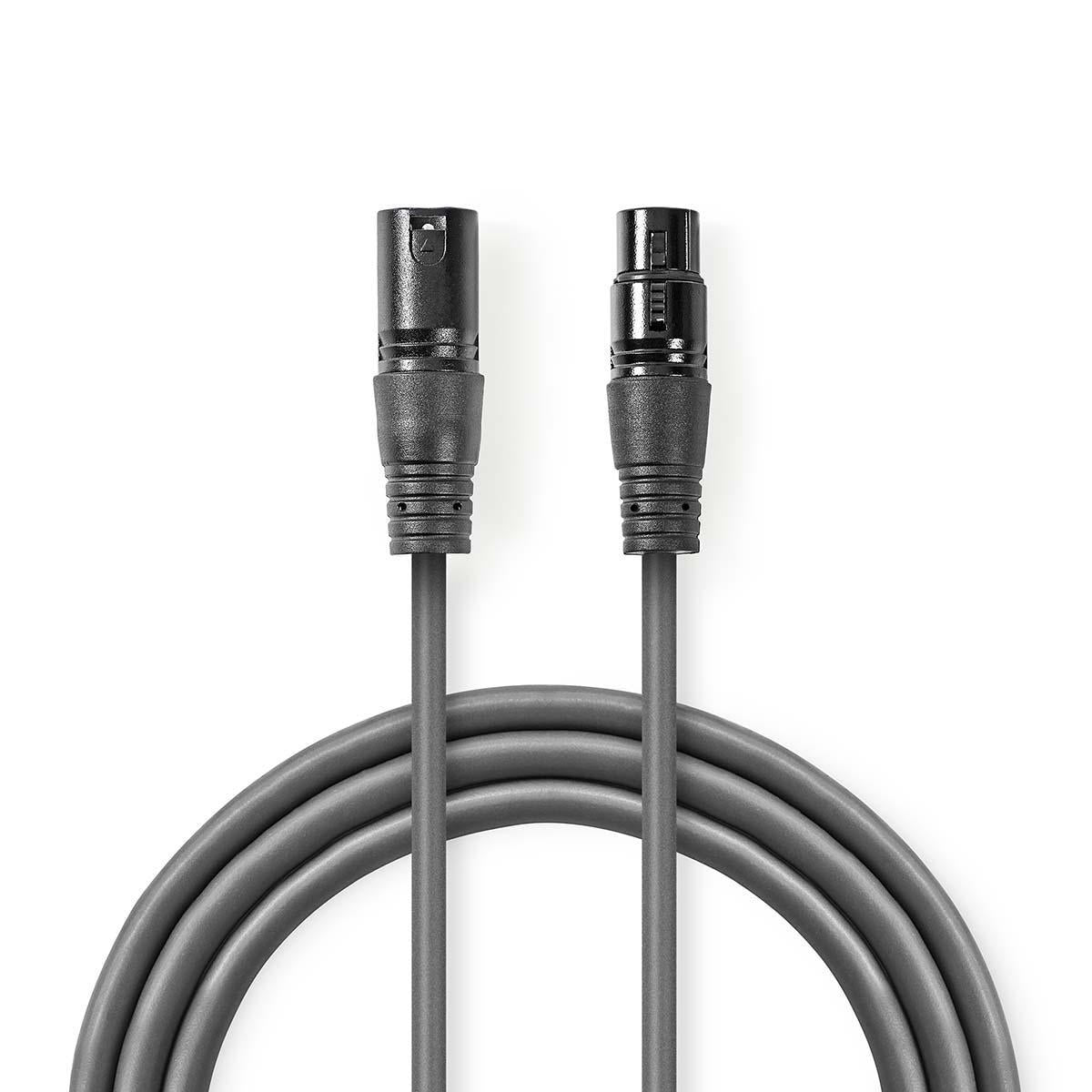 Nedis - DMX adapterkabel | XLR 3-Pin Han | XLR 3-Pin Hun | Nikkelplateret | 15.0 m | Runde | PVC | Mørkegrå | Gaveæske - COTG15012GY150