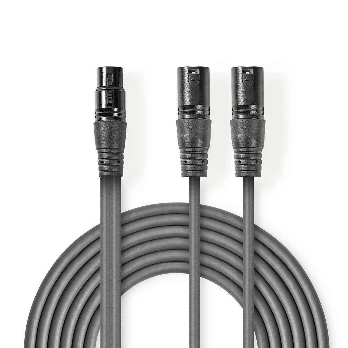 Nedis - Balanceret Audio kabel | 2x XLR 3-Pin Hanstik | XLR 3-Pin Hun | Nikkelplateret | 1.50 m | Runde | PVC | Mørkegrå | Kartonhylster - COTH15020GY15