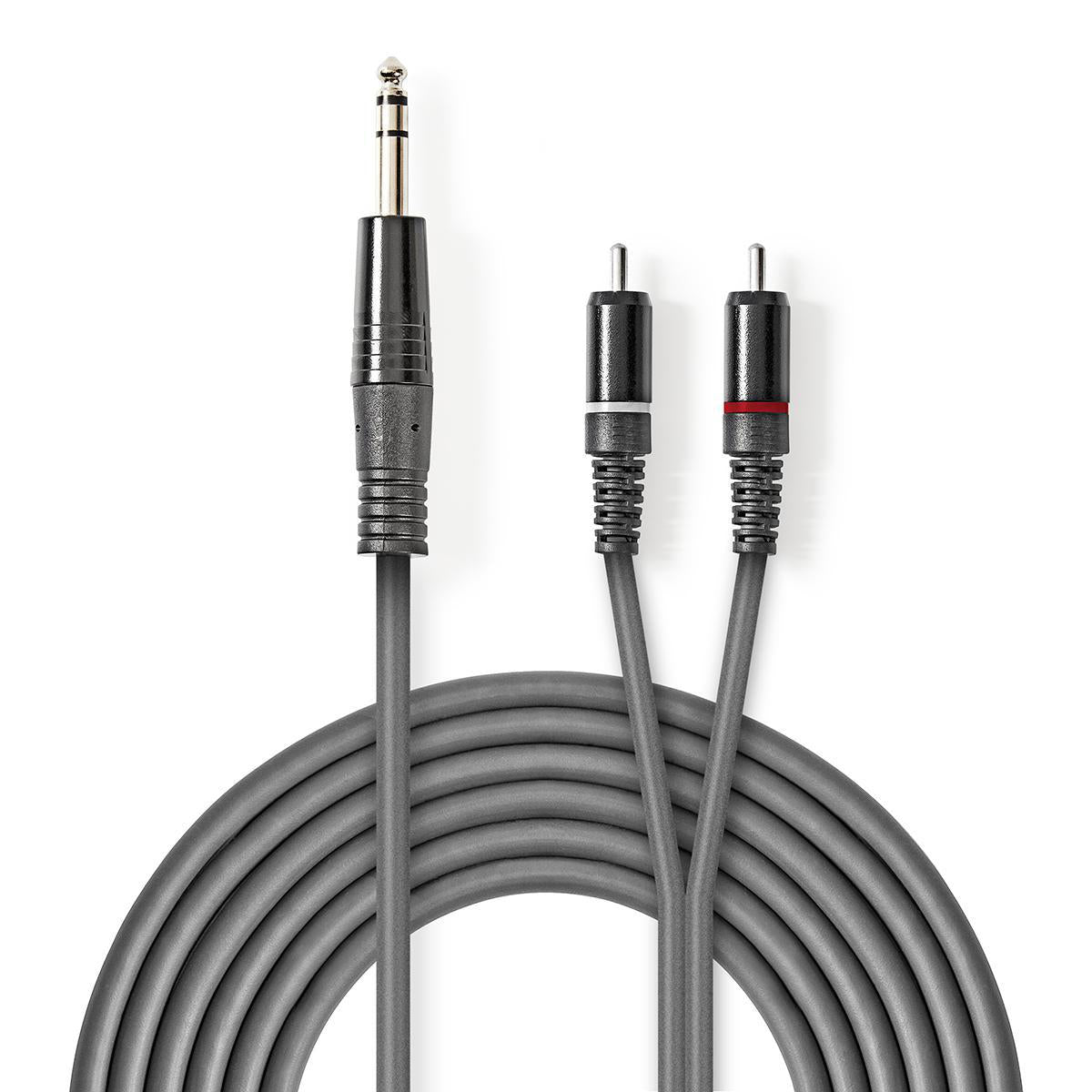 Nedis - Stereo Audio kabel | 6.35 mm Hanstik | 2x RCA Hanstik | Nikkelplateret | 3.00 m | Runde | Mørkegrå | Kartonhylster - COTH23300GY30