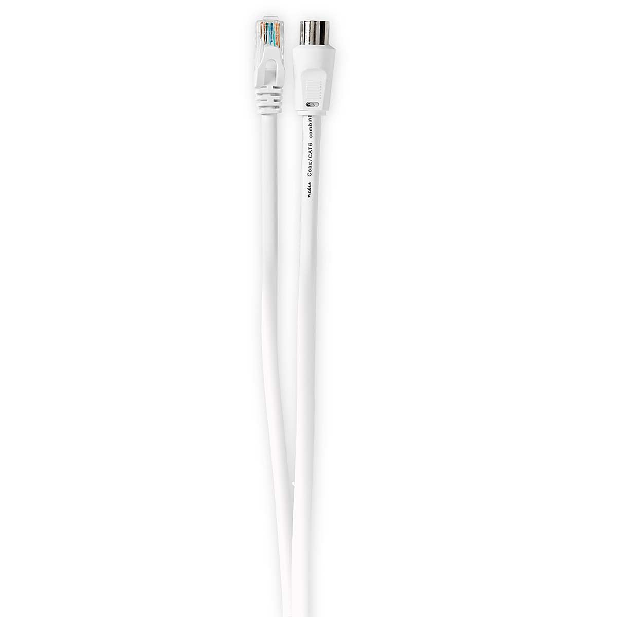 Nedis - Coax & CAT6 Combi Cable | IEC (Coax) Han / RJ45 Han | IEC (Coax) Hun / RJ45 Han | Nikkelplateret | RG58 | 75 Ohm | Dobbelt afskærmet | 3.00 m | Runde | PVC | Hvid | Box - CSGB4500WT30