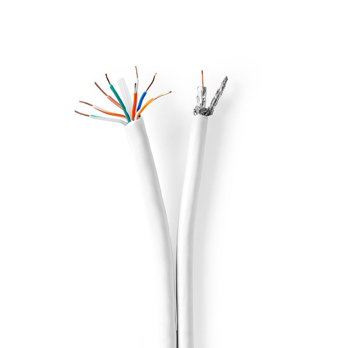 Nedis - IEC (Coax) CAT6 Combi Kabel på rulle | RG58 | 75 Ohm | Triple afskærmet | ECA | 25.0 m | Runde | Hvid | Gaveæske - CSGG4500WT250