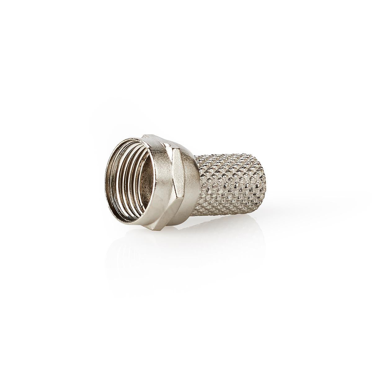 Nedis - F-Connector | Lige | Han | Nikkelplateret | 75 Ohm | Slå til | Kabeldiameter: 7.4 mm | Zinc Alloy | Sølv | 25 stk. | Plastikpose - CSVC41902ME