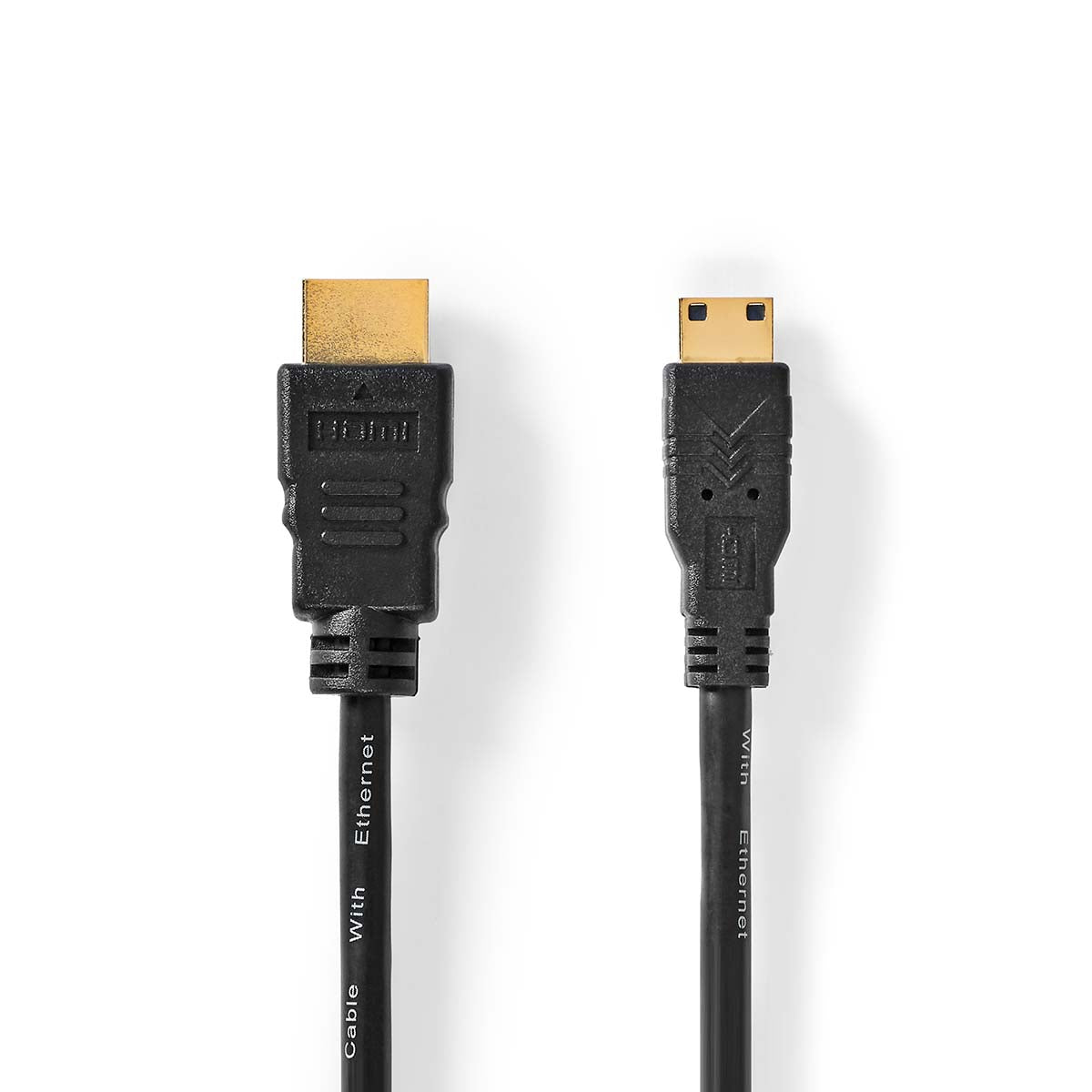 Nedis - High Speed HDMI ™ kabel med Ethernet | HDMI™ Stik | HDMI™ Mini-stik | 4K@30Hz | 10.2 Gbps | 2.00 m | Runde | PVC | Sort | Box - CVGB34500BK20