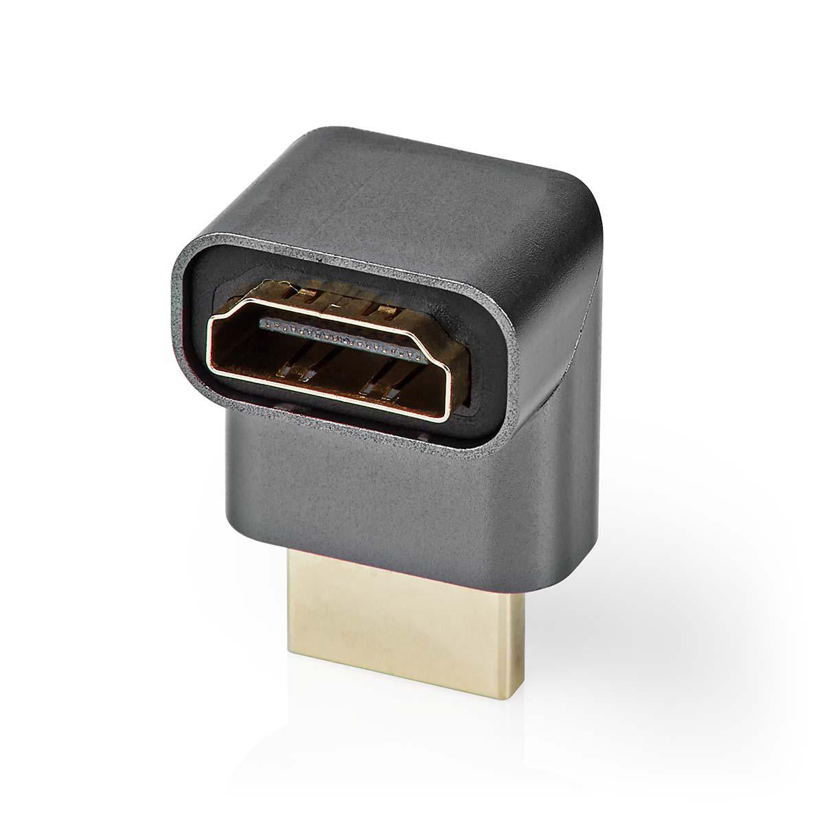 Nedis - HDMI™ Adapter | HDMI™ Han / HDMI™ Stik | HDMI ™ -udgang | Guldplateret | Vinkel 270° | Aluminium | Gun Metal Grå | 1 stk. | Cover Window Box - CVTB34902GY