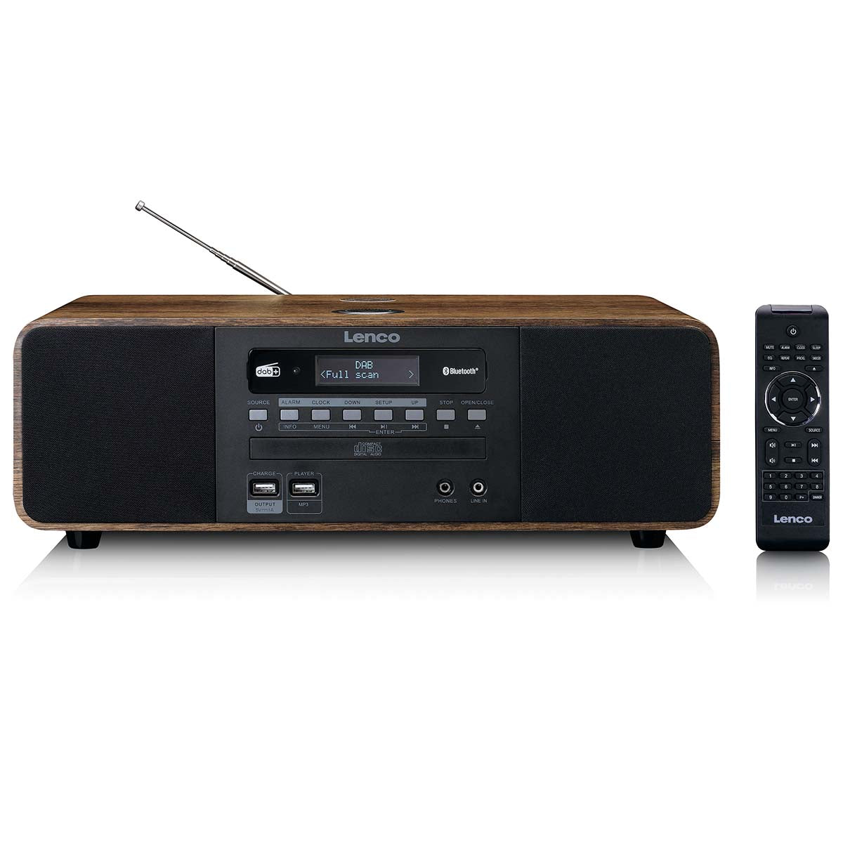 Lenco - Stereo DAB+/ FM-radio med CD 2x USB Bluetooth® QI Fjernbetjening - DAR-051WD