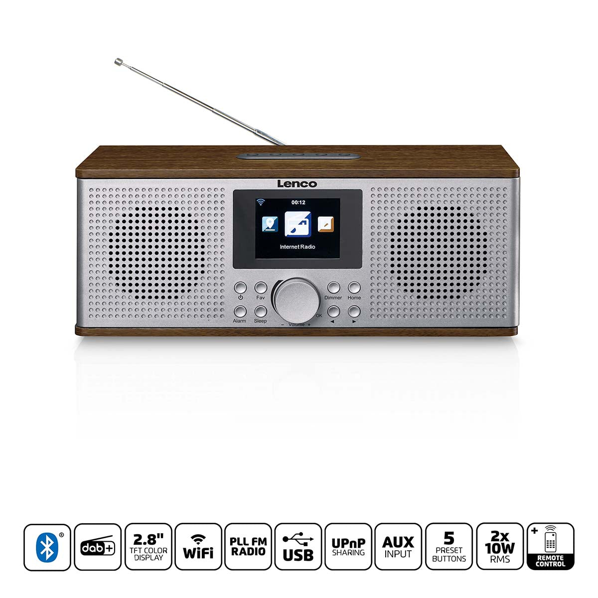 Lenco - Smart internetradio med DAB+/FM og Bluetooth® Wood - DIR-170WA