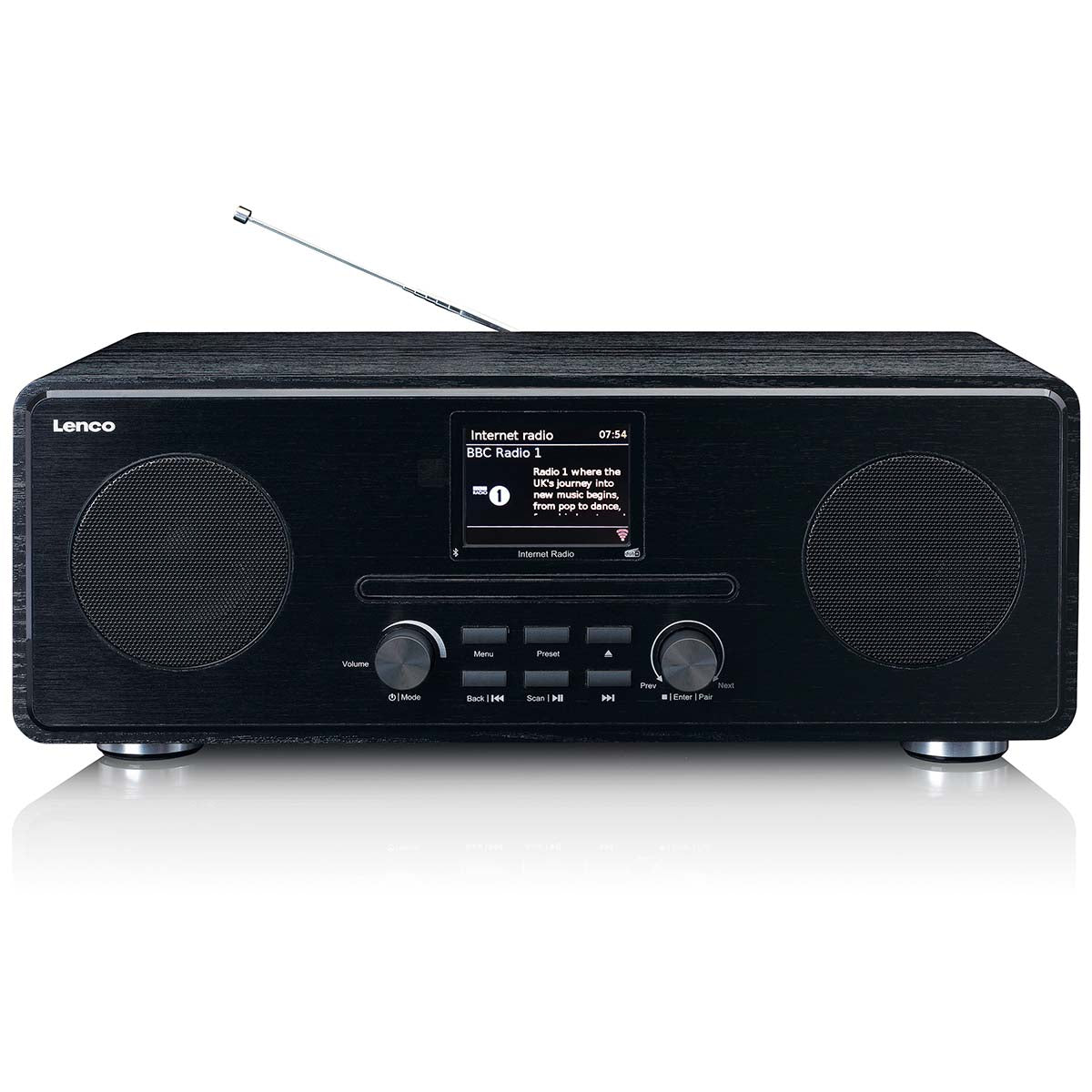 Lenco - Internet / DAB+ / FM-radio med cd-afspiller og Bluetooth® Sort - DIR-260BK