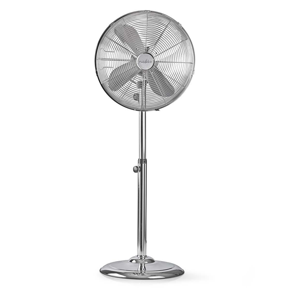 Nedis - Stand Fan | Diameter: 400 mm | 3-Hastighed | Svingning | 50 W | Justérbar højde | Ingen | Krom - FNST20ECR40