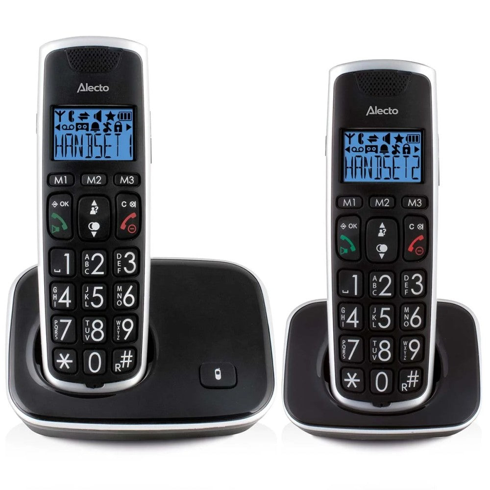 Alecto - Senior DECT-telefon med store taster og 2 håndsæt, sort - FX-6020