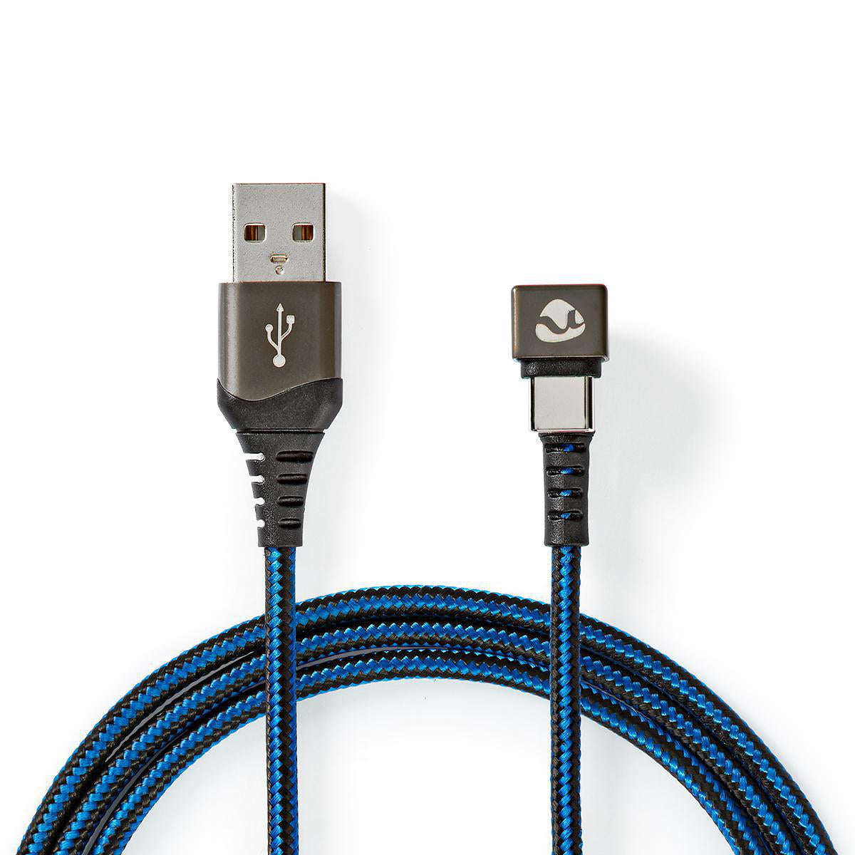 Nedis - USB-kabel | USB 2.0 | USB-A Han | USB-C™ Han | 480 Mbps | Guldplateret | 2.00 m | Runde | Flettet / Nylon | Blå / Sort | Cover Window Box - GCTB60600BK20