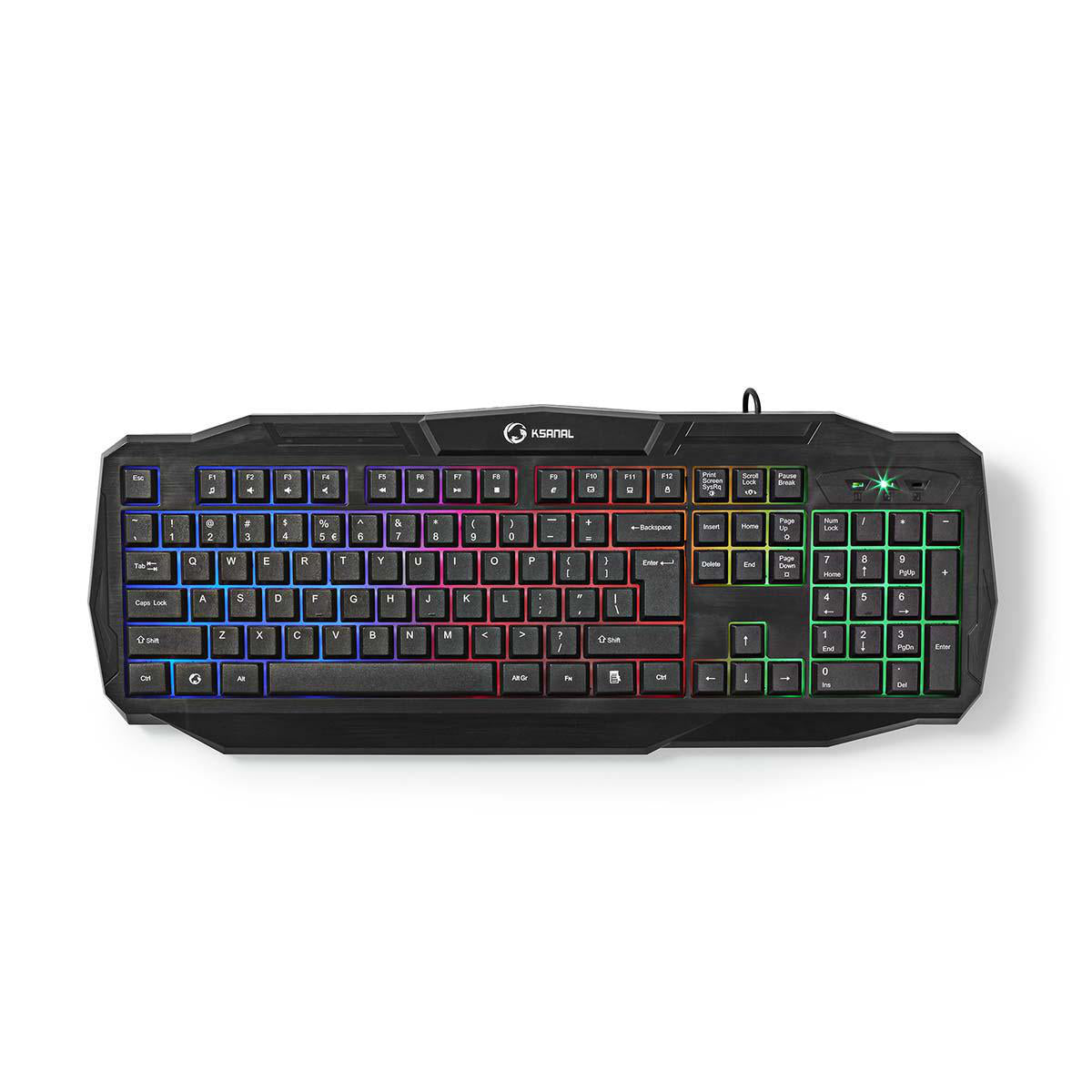 Nedis - Wired Gaming Keyboard | USB 2.0 | Membrane Nøgler | LED | US international | US layout | USB Drevet | Strømkabellængde: 1.50 m | Gaming - GKBD100BKUS