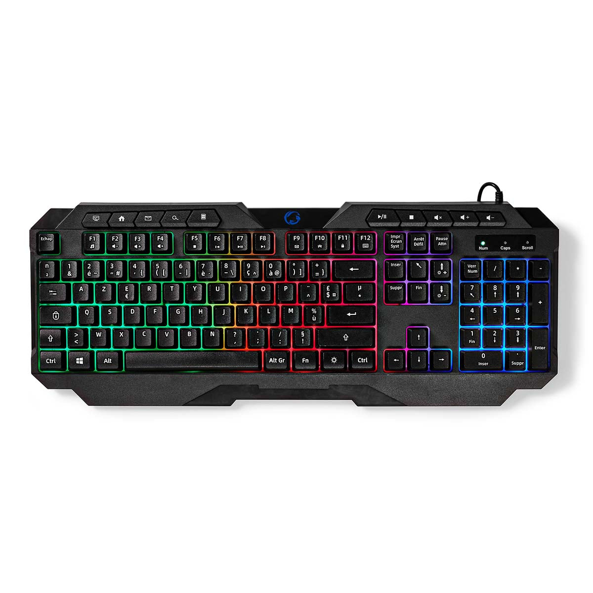 Nedis - Wired Gaming Keyboard | USB Type-A | Membrane Nøgler | LED | AZERTY | FR layout | USB Drevet | Strømkabellængde: 1.30 m | Multimedia - GKBD110BKFR