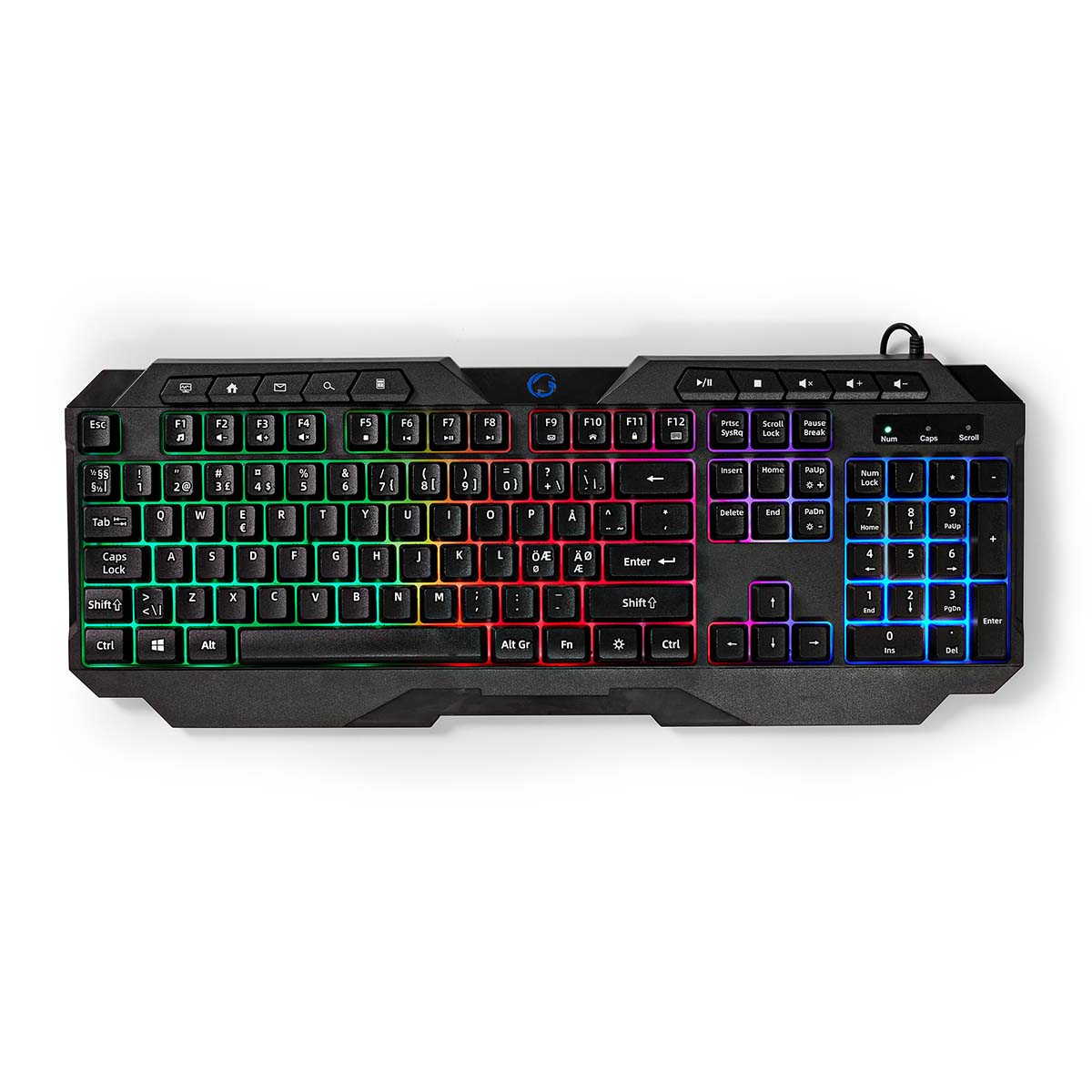 Nedis - Wired Gaming Keyboard | USB Type-A | Membrane Nøgler | LED | QWERTY | ND layout | USB Drevet | Strømkabellængde: 1.30 m | Multimedia - GKBD110BKND