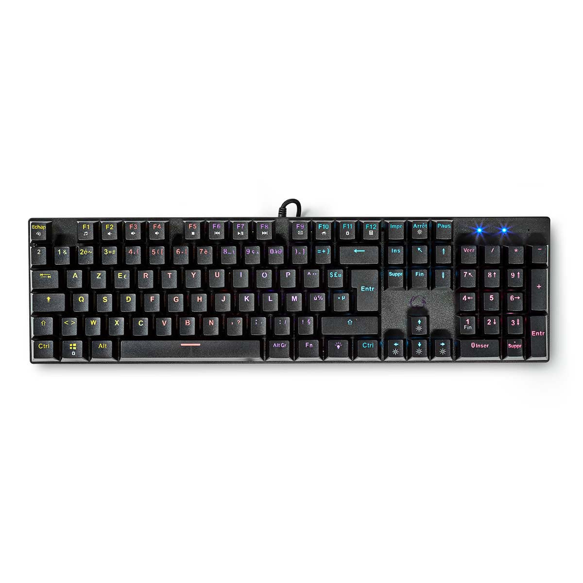 Nedis - Wired Gaming Keyboard | USB Type-A | Mekaniske Taster | LED | AZERTY | FR layout | USB Drevet | Strømkabellængde: 1.50 m | Gaming - GKBDM110BKFR