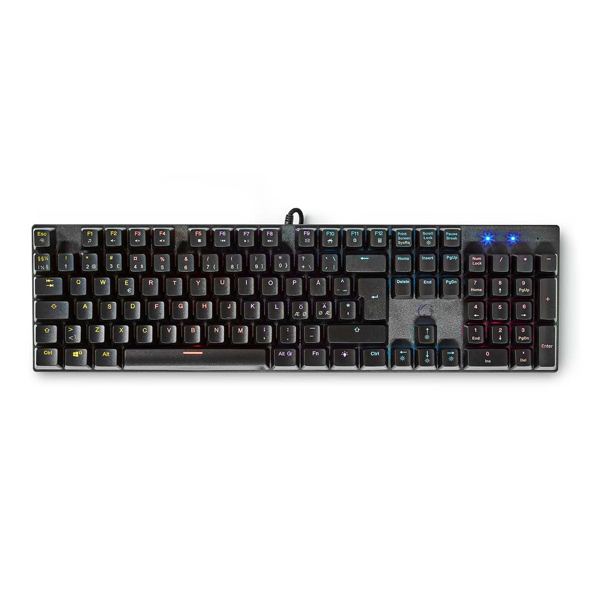 Nedis - Wired Gaming Keyboard | USB Type-A | Mekaniske Taster | LED | QWERTY | ND layout | USB Drevet | Strømkabellængde: 1.50 m | Gaming - GKBDM110BKND