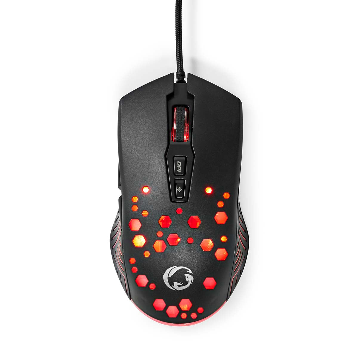 Nedis - Gaming Mouse | Kabel | 800 / 1200 / 2400 / 3200 / 4800 / 7200 dpi | Justerbar DPI | Antal knapper: 7 | Programmerbare knapper | Højrehåndet | 1.50 m | RGB - GMWD410BK