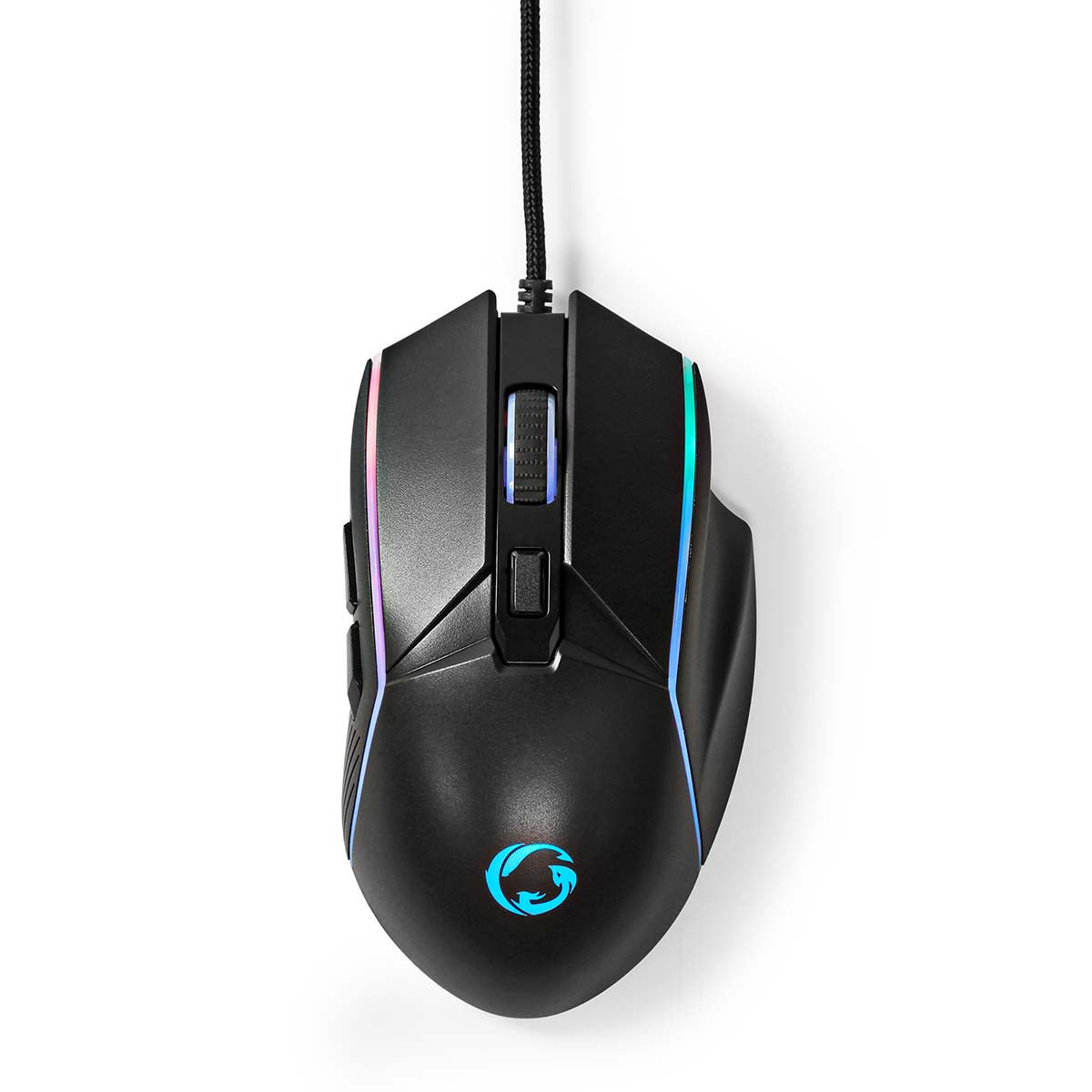 Nedis - Gaming Mouse | Kabel | 800 / 1200 / 2400 / 3200 / 4800 / 7200 dpi | Justerbar DPI | Antal knapper: 6 | Højrehåndet | 1.50 m | LED - GMWD510BK