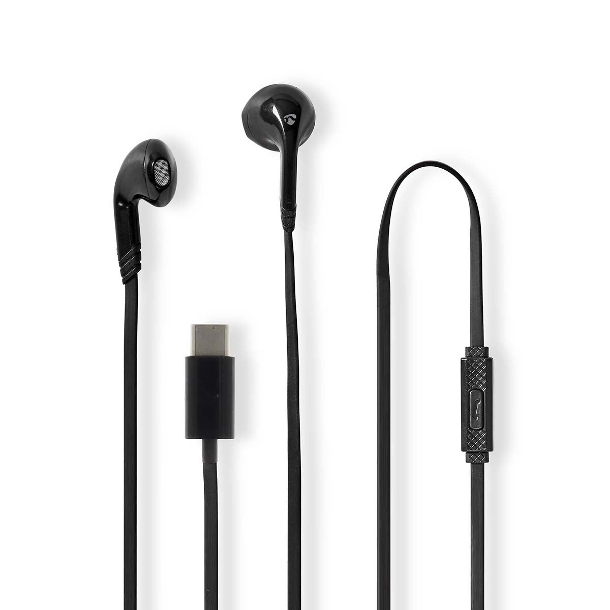 Nedis - Kablede Hovedtelefoner | USB-C™ | Kabellængde: 1.20 m | Indbygget mikrofon | Volumenkontrol | Sort - HPWD4024BK