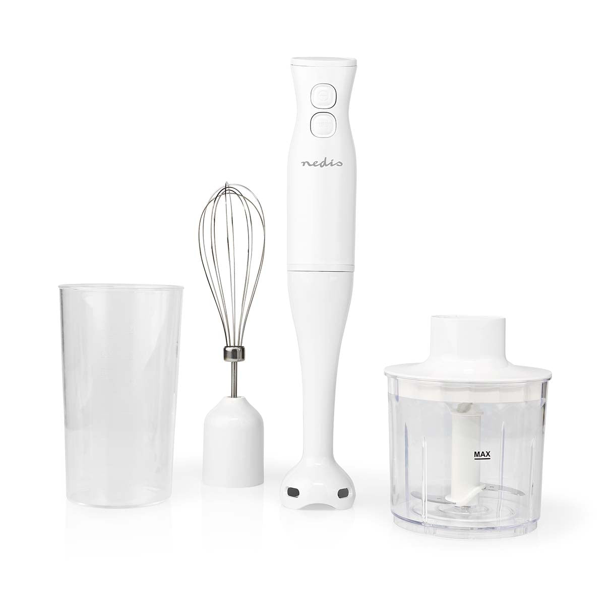 Nedis - Hand Blender | 400 W | Hastighedsindstillinger: 2-hastighedsindstilling | Chopper | Hvid - KAHB120CWT