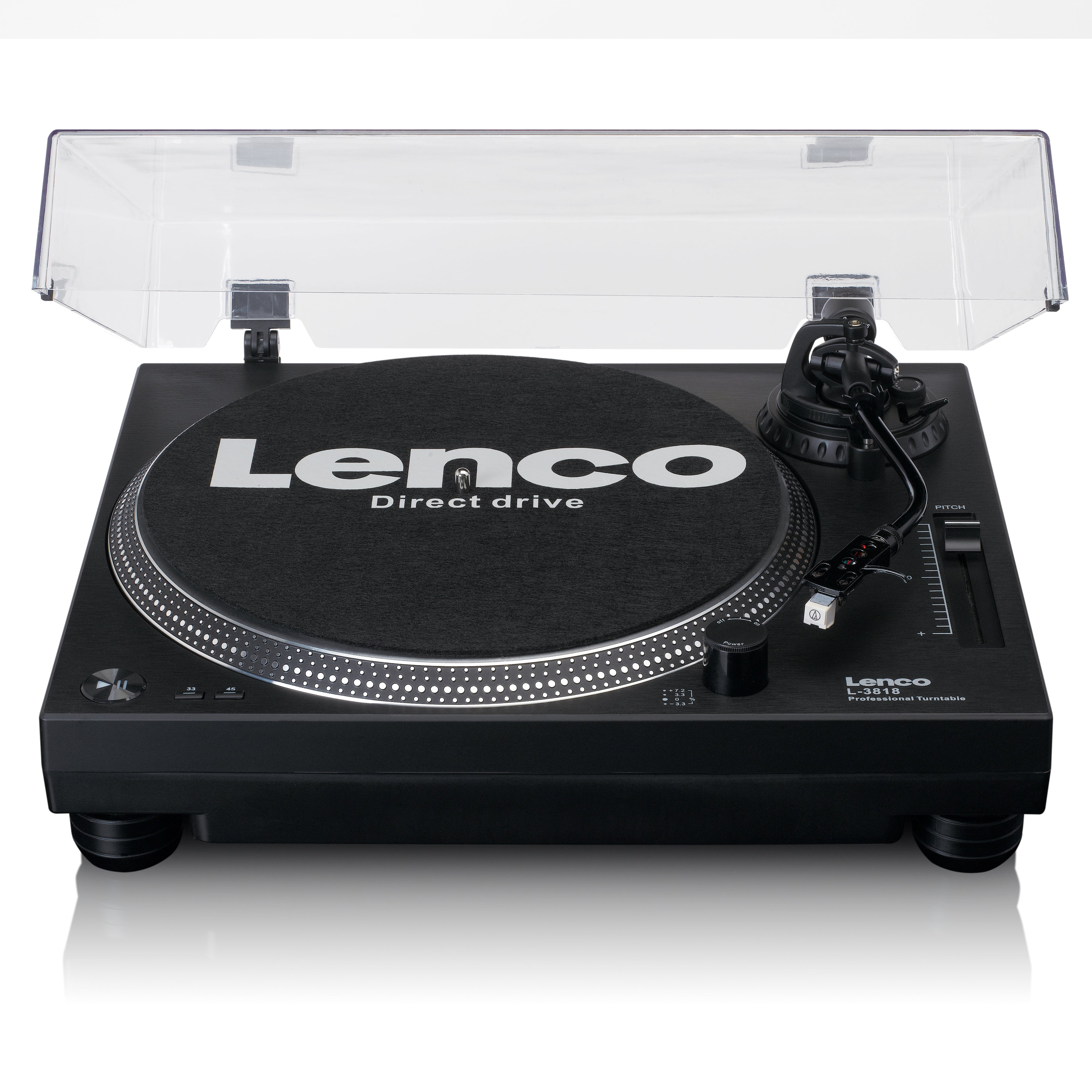 Lenco - Direkte drevet pladespiller med USB/PC-kodning Sort - L-3818BK