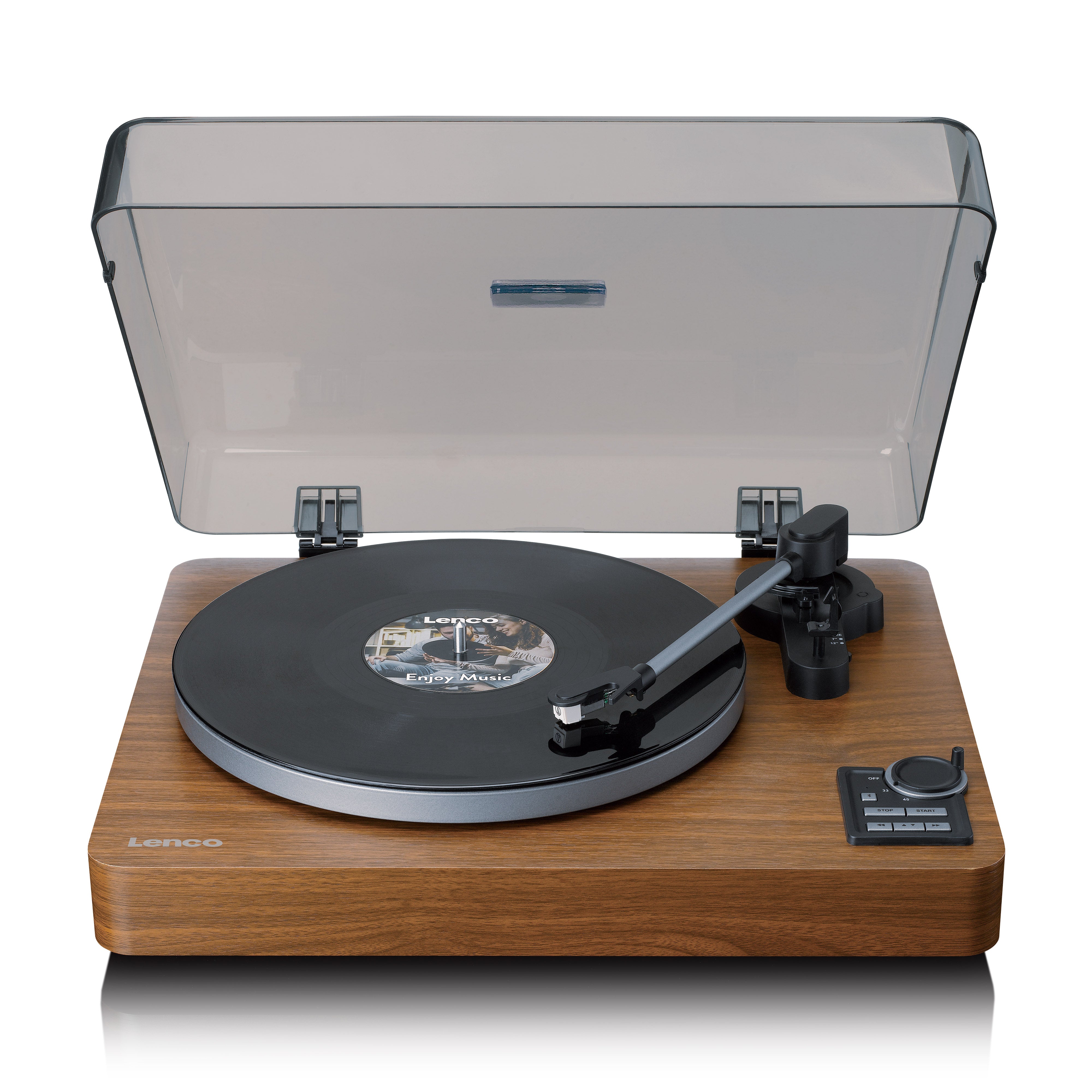 Lenco - Fuldautomatisk pladespiller med Bluetooth®-transmission og forforstærker Pladetallerken og tonearm i metal Træ - LBTA-165WD