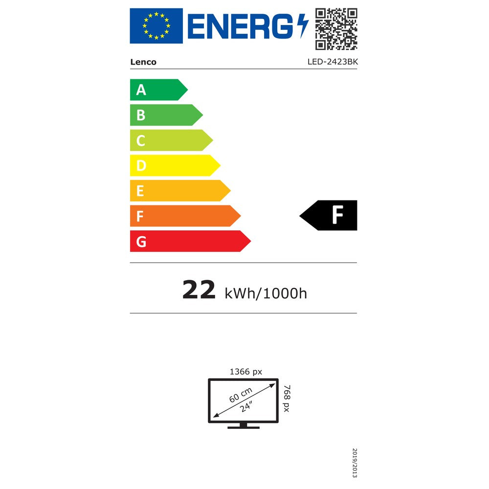 EU-energimærke – EU-energimærke LED-2423BK (klasse F)