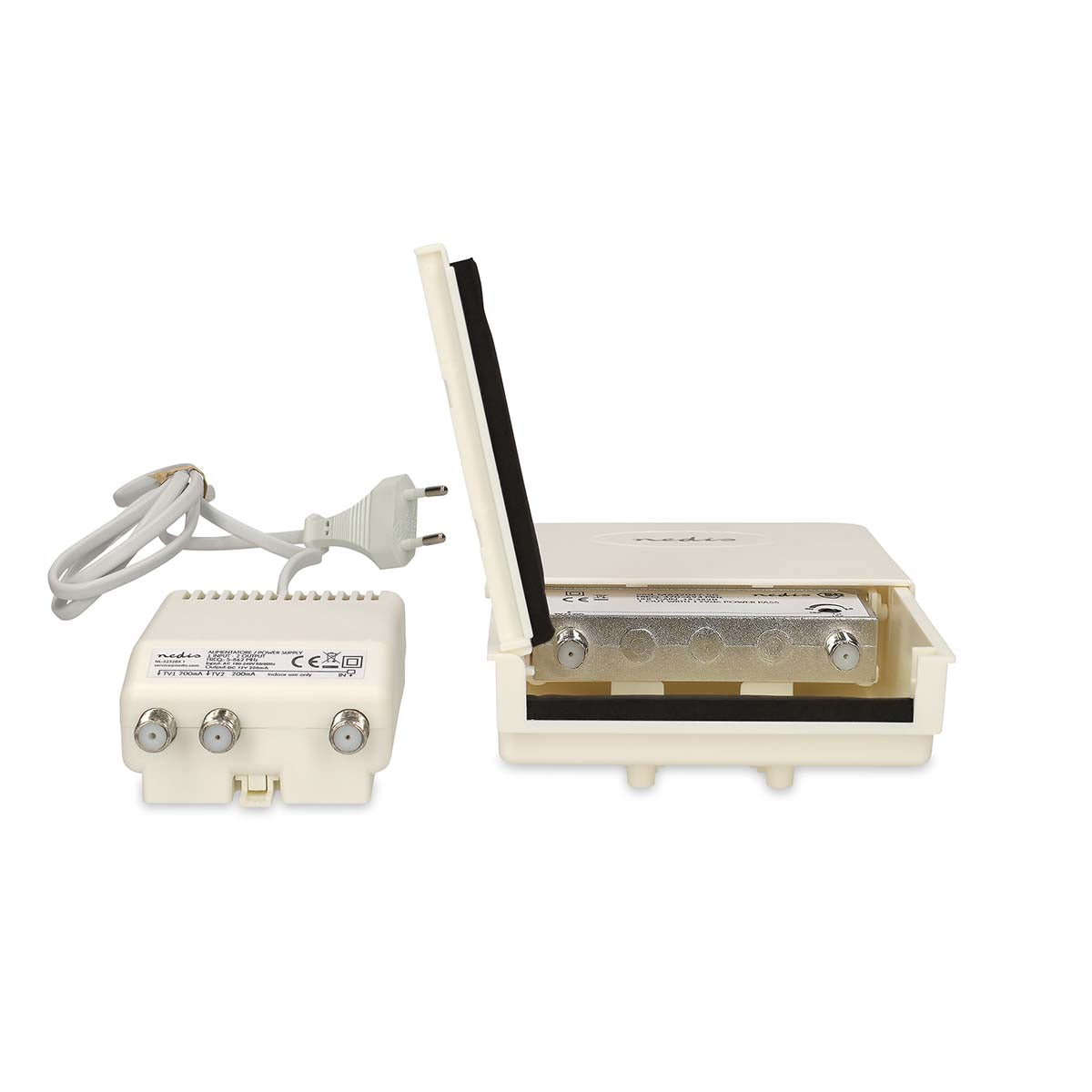 Nedis - Mastforstærker | Antal output: 2 | Få kontrol: 15 - 30 dB | F-Hun | Støjtal: 4 dB | Hvid - MAMP26700WT