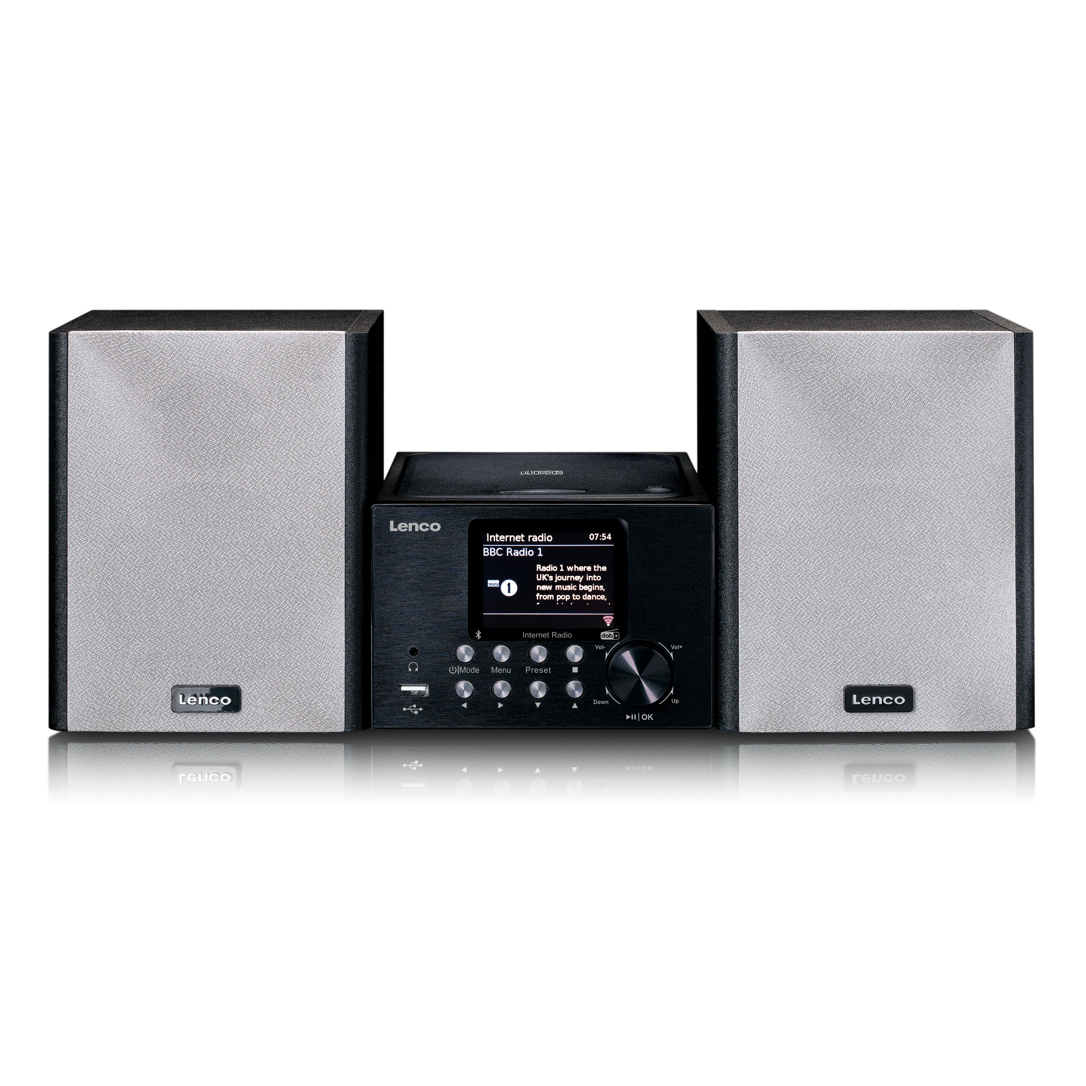 Lenco - Mikrosæt med internet/ DAB+ radio Bluetooth® CD MP3 Sort - MC-250BK