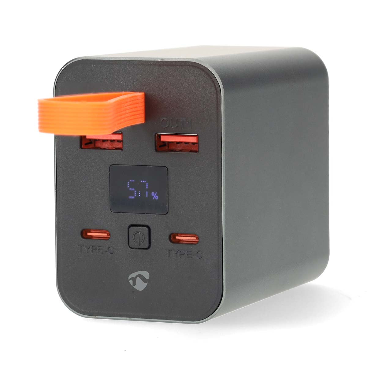 Nedis - Powerbank | 30000 mAh | 1.5 / 2.0 / 3.0 / 5.0 A | Antal output: 4 | Output tilslutning: 2x USB-A / 2x USB-C™ | Input forbindels: 1x USB-C™ | PD3.0 100W / QC3.0 | Lithium-polymer | Display - PBKPD100W25BK