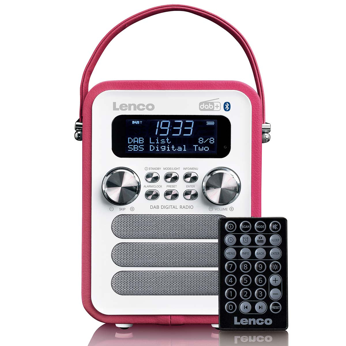Lenco - Bærbar DAB+ FM-radio med Bluetooth® og AUX-indgang, genopladeligt batteri Hvid - PDR-051PKWH