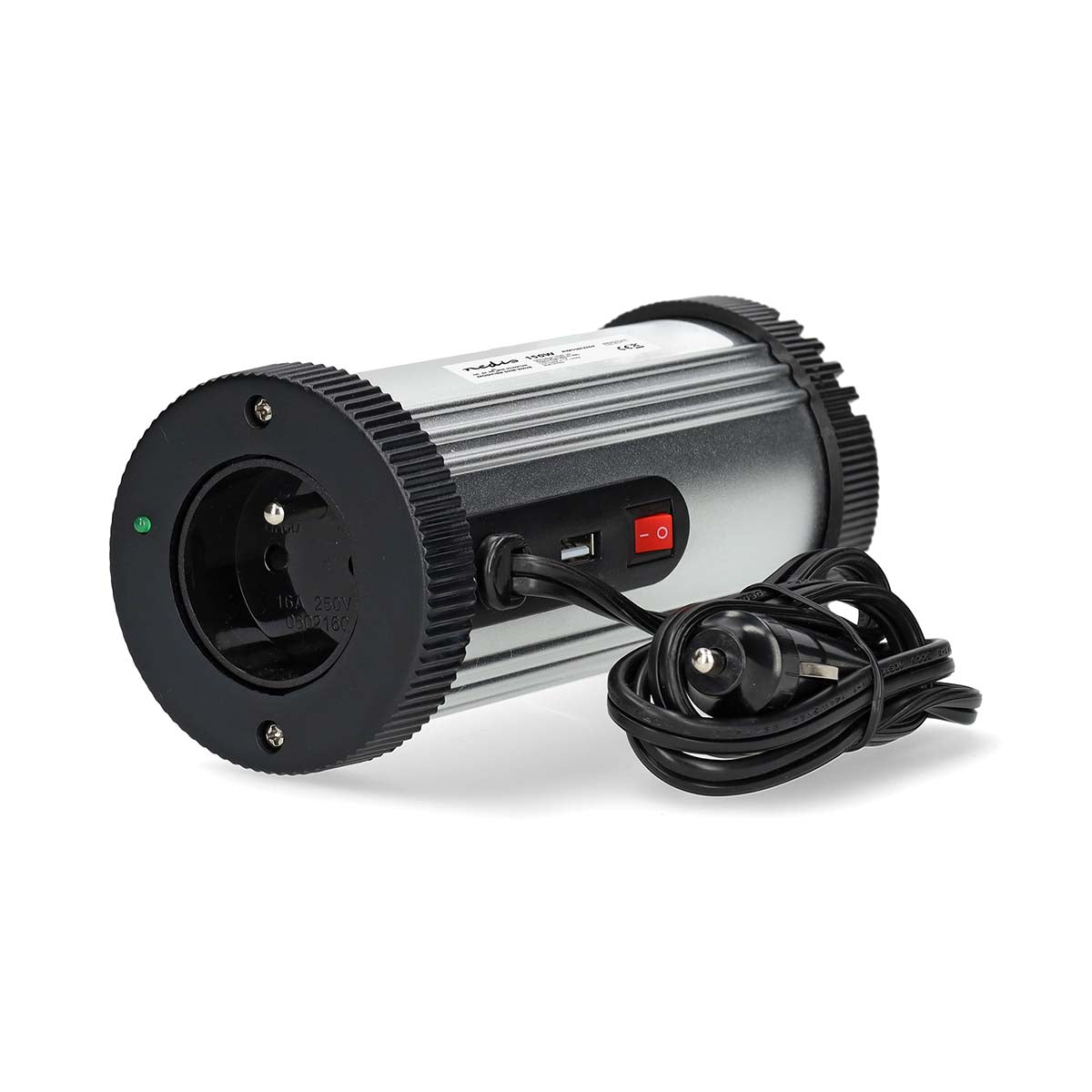 Nedis - Power Inverter Modificeret sinus | Indgangsspænding: 12 V DC | Enhedens strømudgangsforbindelse: Type E (CEE 7/5) / USB-A | 230 V AC 50 Hz | 150 W | Peak-effekt: 300 W | Stik til cigarettænder | Sølv - PIM15012EGY