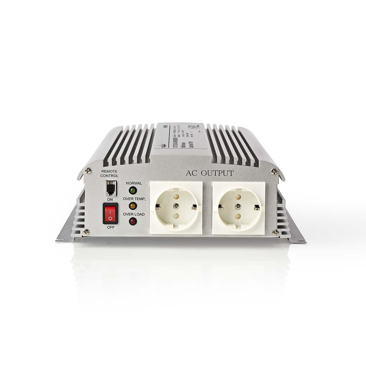 Nedis - Power Inverter Modificeret sinus | Indgangsspænding: 12 V DC | Enhedens strømudgangsforbindelse: Type F (CEE 7/3) | 230 V AC 50 Hz | 1700 W | Peak-effekt: 3000 W | Skrueterminal | Sølv - PIMS170012