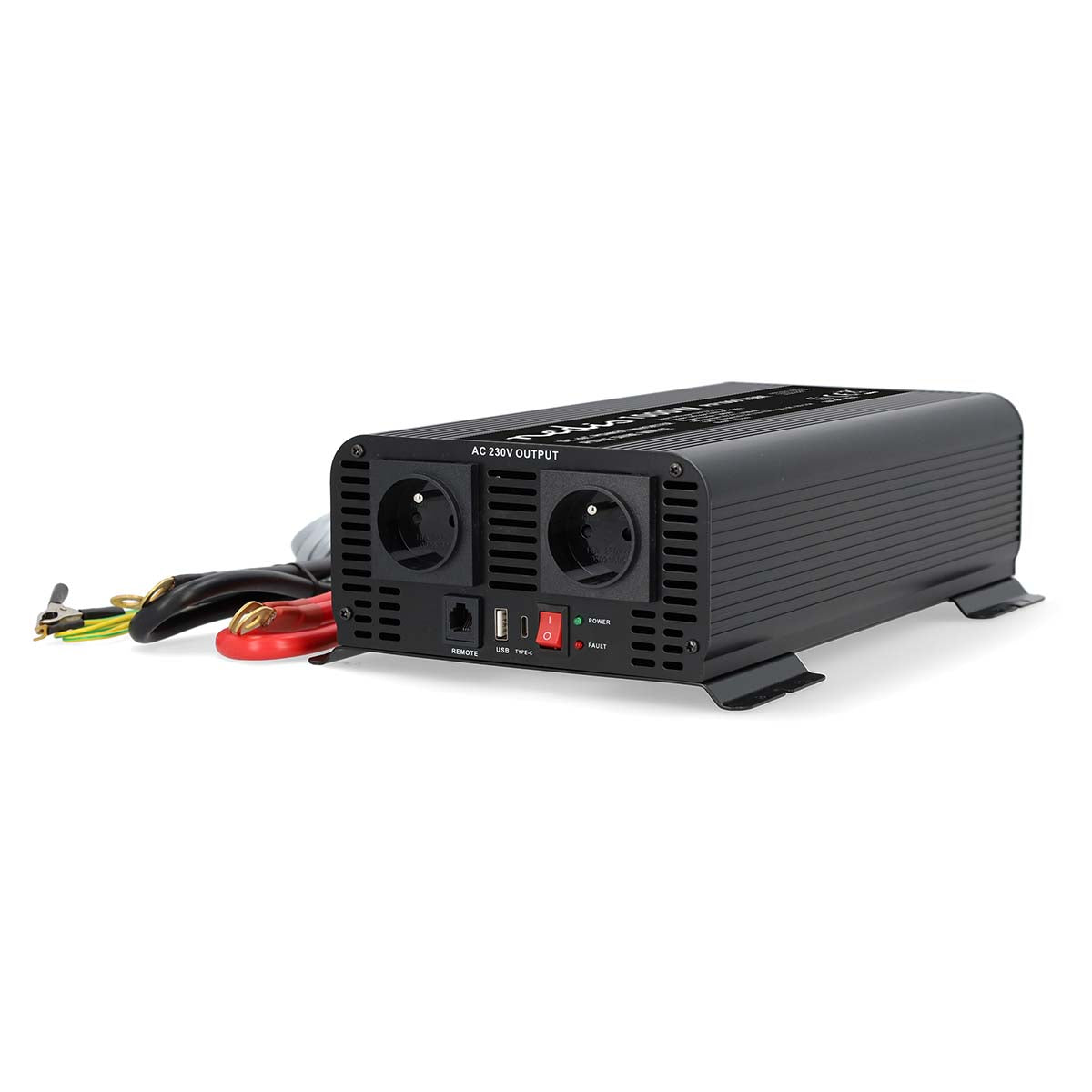 Nedis - Vekselretter med Ren Sinusbølge | Indgangsspænding: 12 V DC | Enhedens strømudgangsforbindelse: Type E (CEE 7/5) / USB-A / 1x USB-C™ | 230 V AC 50 Hz | 1000 W | Peak-effekt: 2000 W | Skrueterminal | Ren Sinuskurve | Sikring | Sort - PIP100012EBK