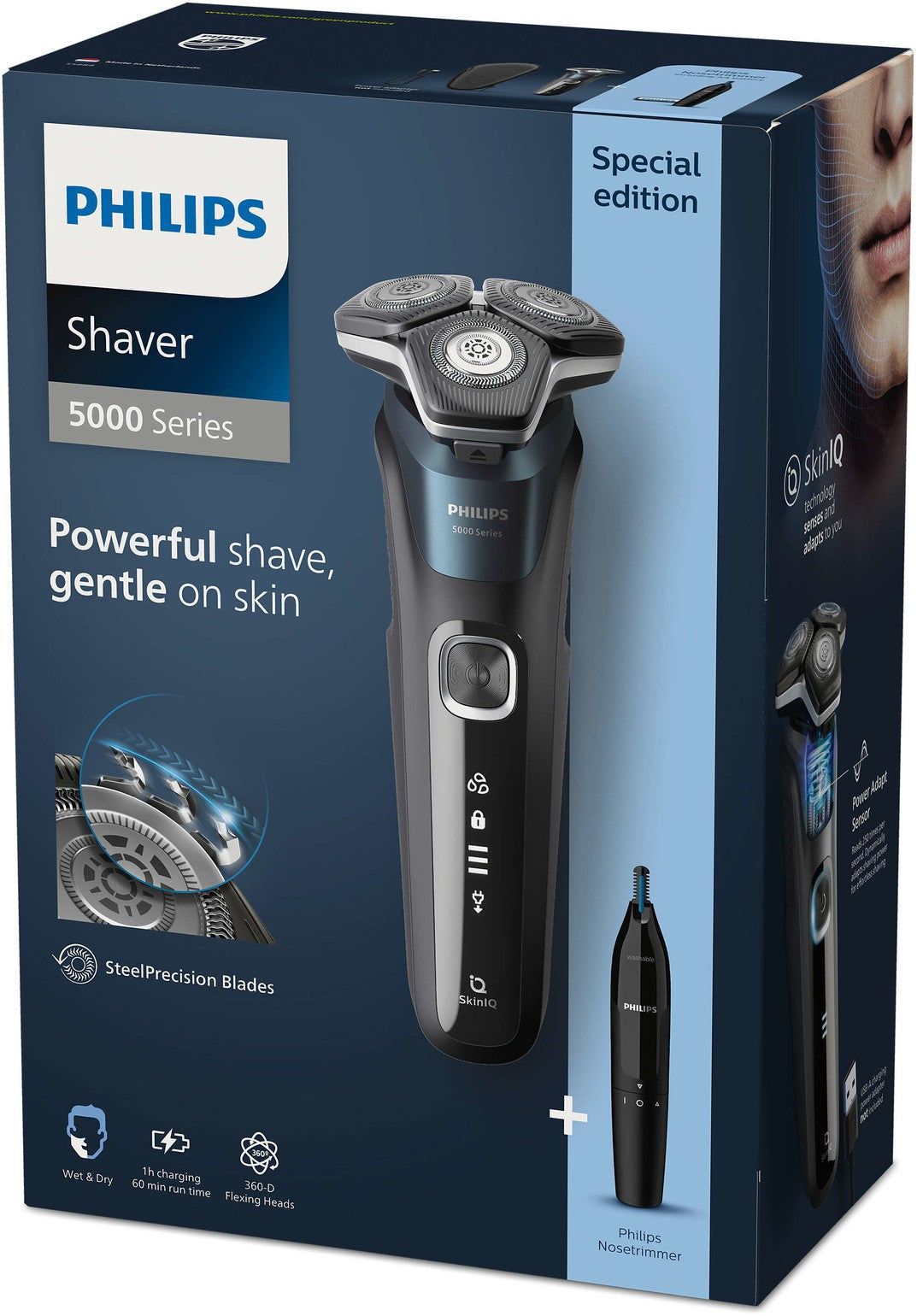 Philips Barbermaskine til skånsom hud + næsehårstrimmer