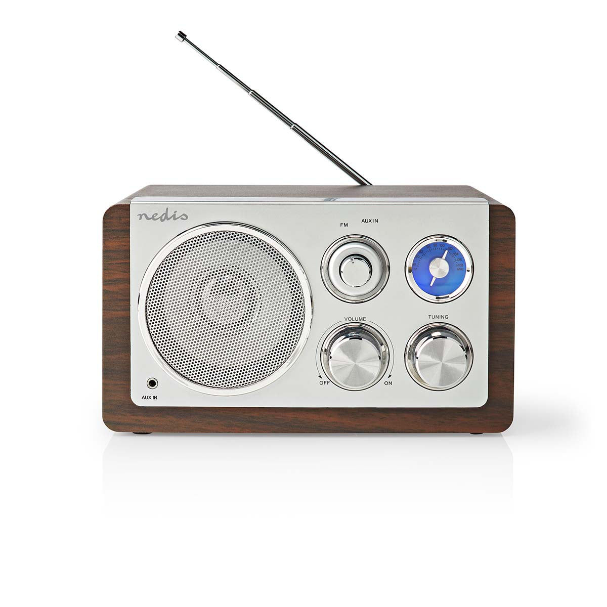 Nedis - FM-radio | Borddesign | FM | Strømforsyning | Analog | 15 W | IP20 | Brun - RDFM5110BN