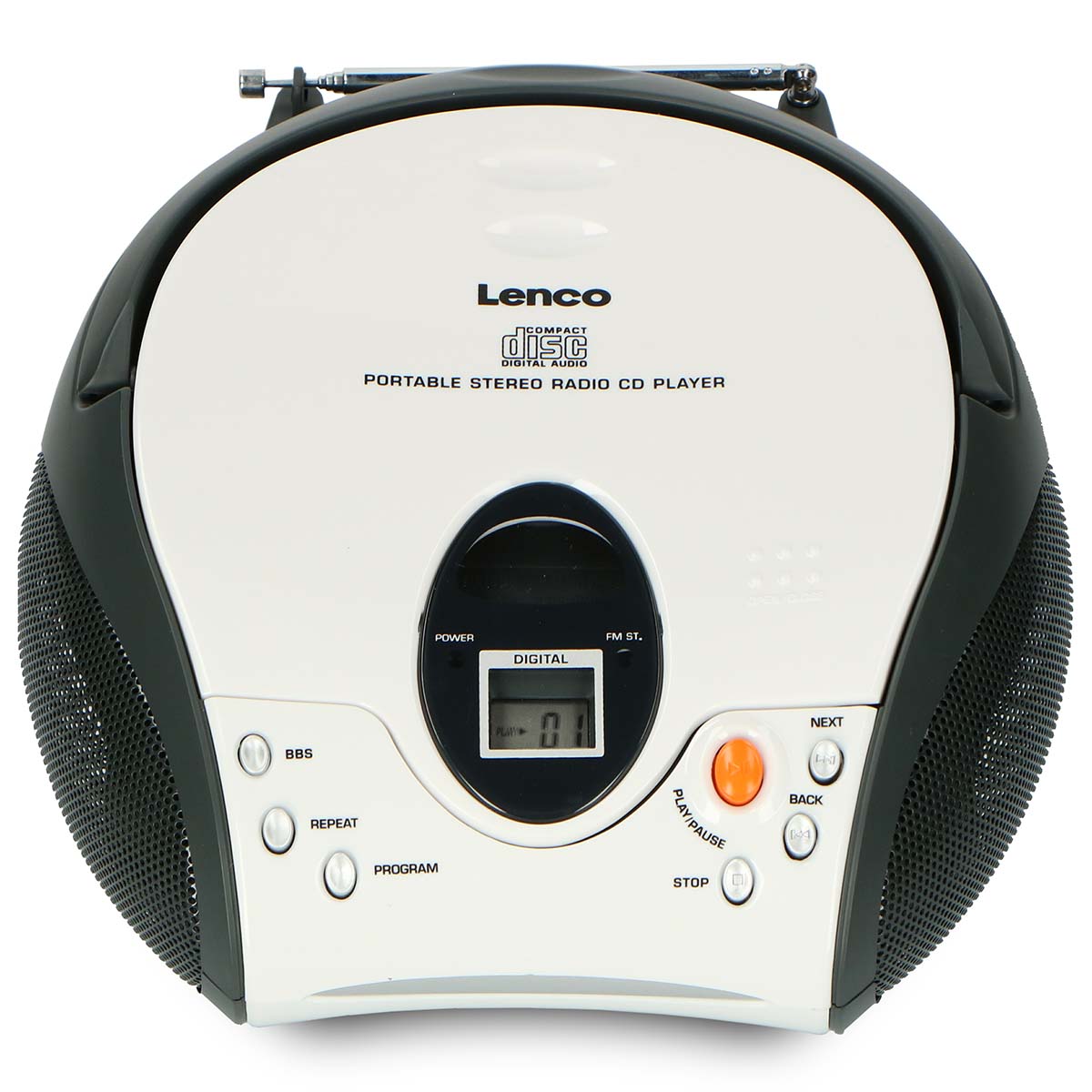 Lenco - Bærbar stereo FM-radio med CD Hvid - SCD-24 WHITE