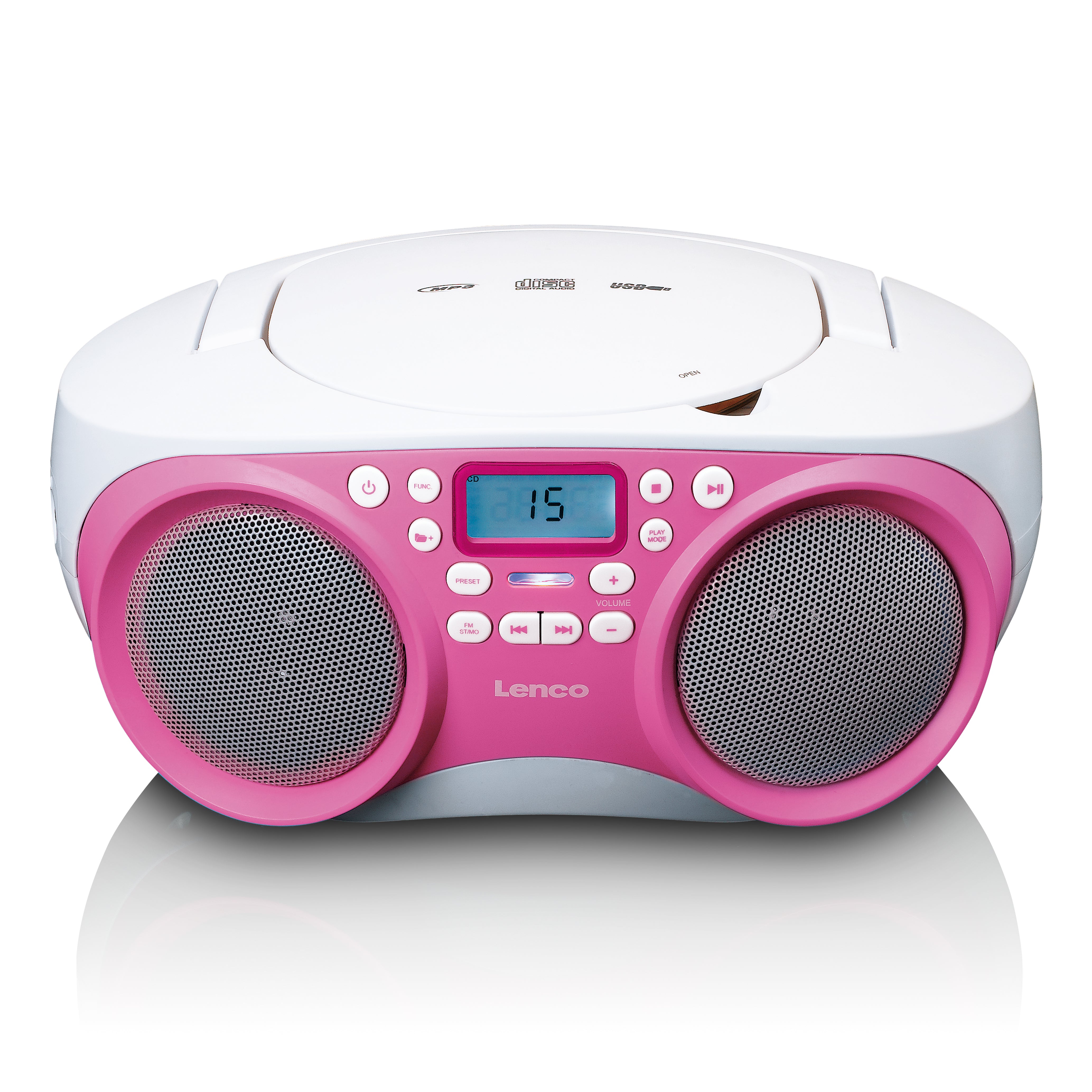 Lenco - Bærbar FM-radio/CD/MP3- og USB-afspiller Pink - SCD-301PK
